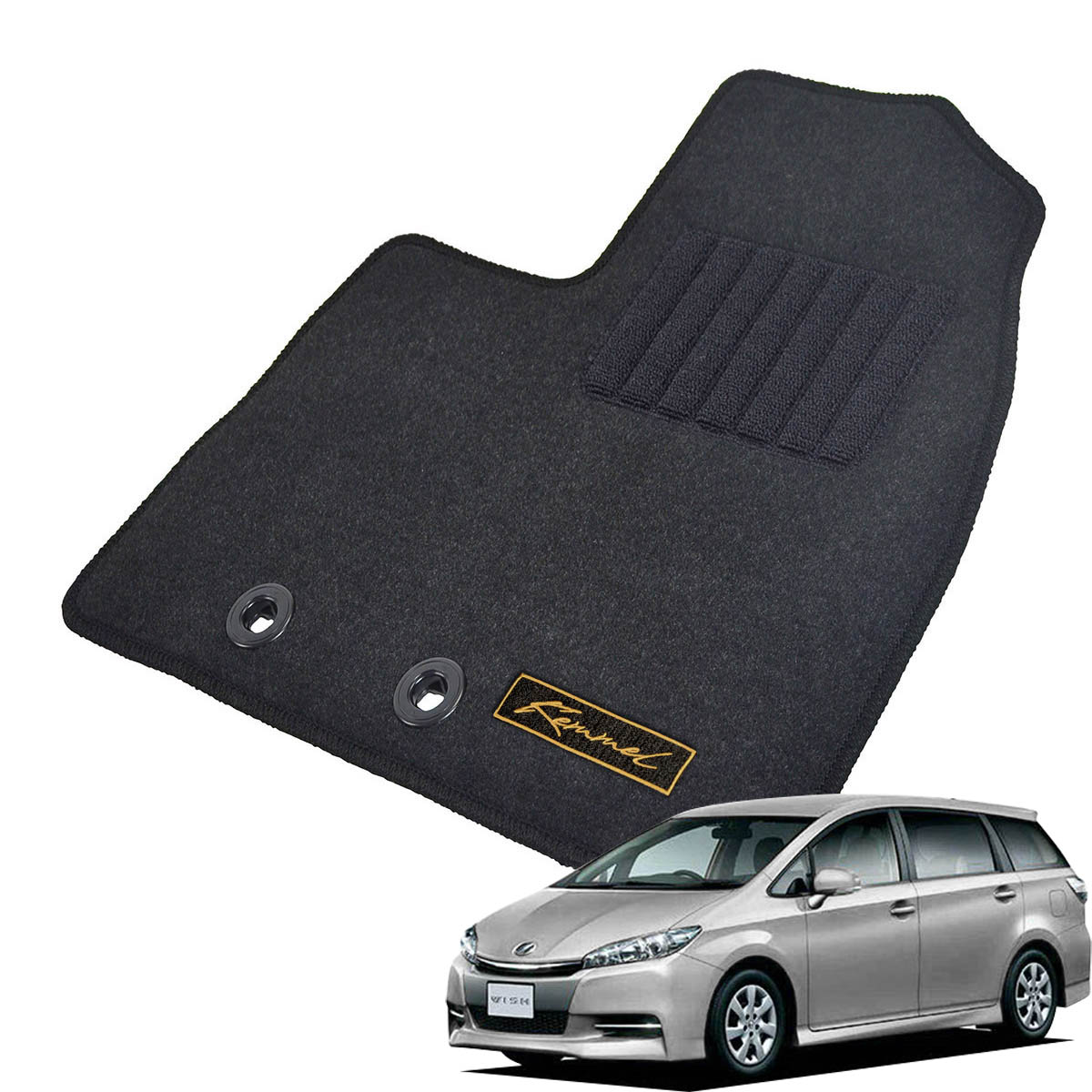 Kemmel トヨタ ウィッシュ H24/4～H29/10用 フロアマット [GX生地/ブラック] [全席セット] [刺繍ロゴ付] カーマット