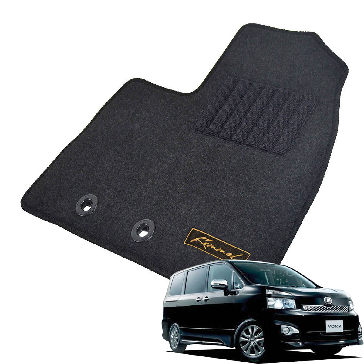 Kemmel トヨタ ヴォクシー 70系 前期 H19/8～H22/4 8人乗車 ワンタッチタンブルシート 用フロアマット [全席セット/ロゴ付] [GX/ブラック]