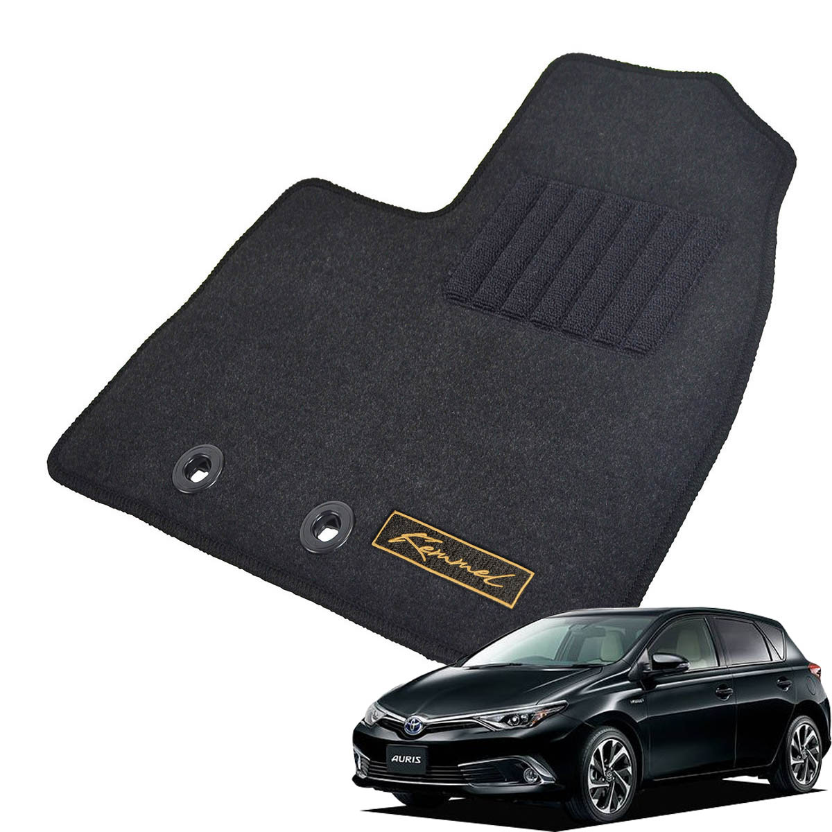 Kemmel トヨタ オーリス H24/8～H30/3用 フロアマット [GX生地/ブラック] [全席セット] [刺繍ロゴ付] カーマット