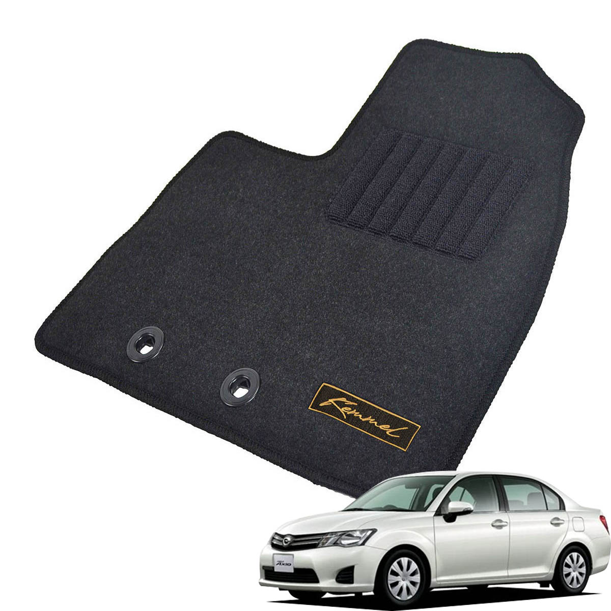 Kemmel トヨタ カローラアクシオ 160系 前期 H24/5～H27/3 4WD AT車 用フロアマット [全席セット/ロゴ付] [GX/ブラック]