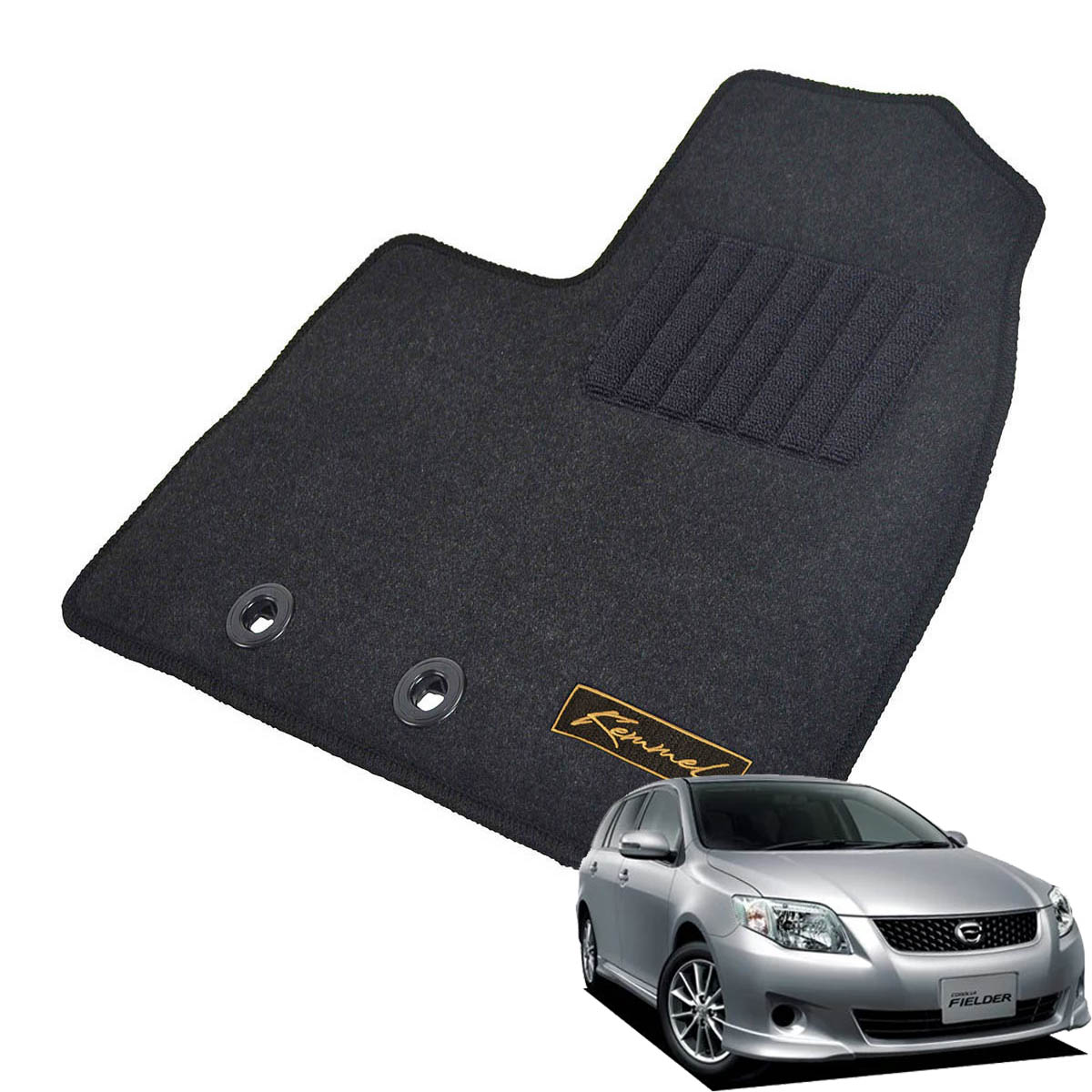 Kemmel トヨタ カローラフィールダー 140系 H18/10～H24/5 2WD AT車 用フロアマット [全席セット/ロゴ付] [GX/ブラック]