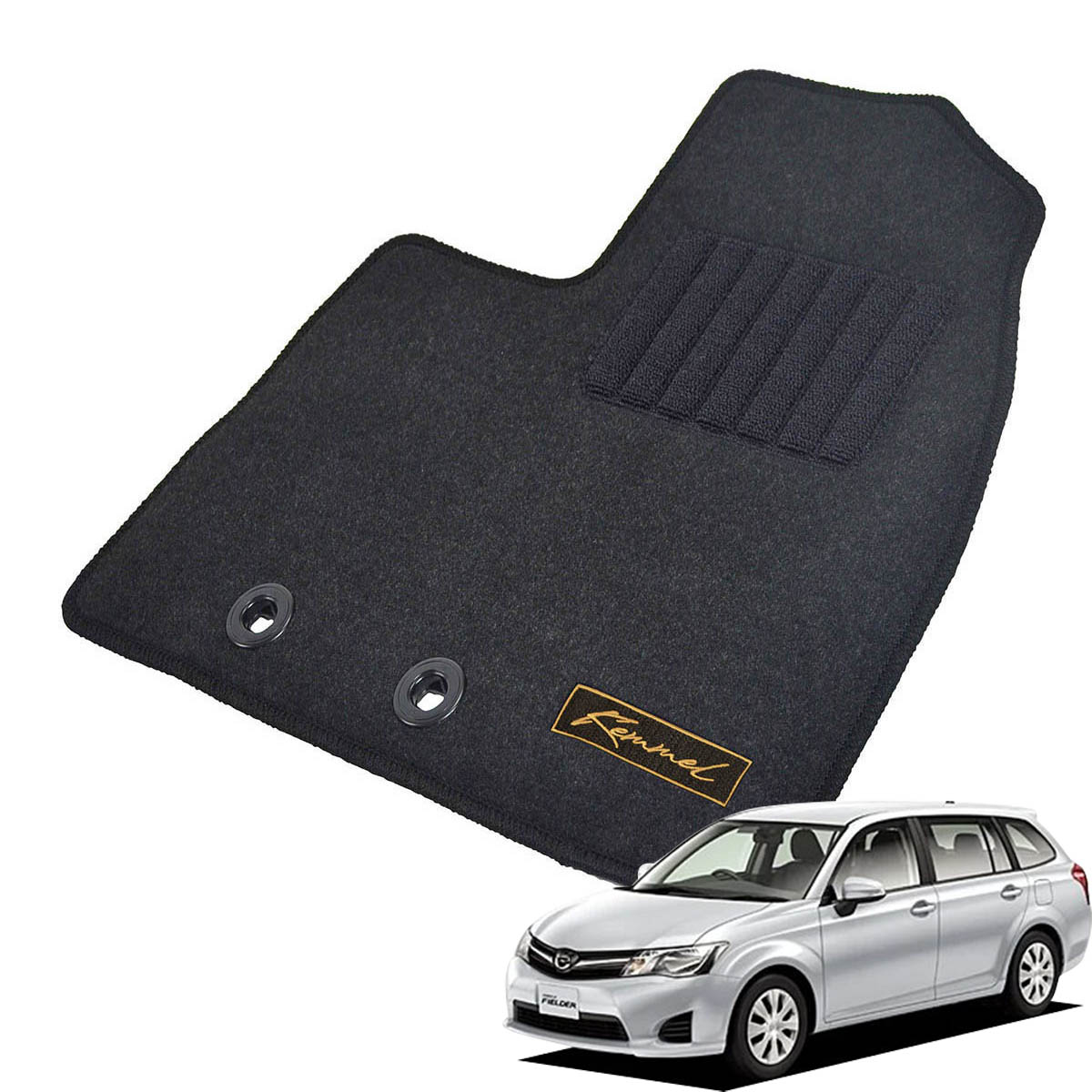 Kemmel トヨタ カローラフィールダー 160系 H24/5～H27/3 4WD AT車 用フロアマット [全席セット/ロゴ付] [GX/ブラック]