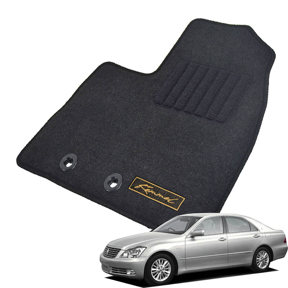 Kemmel トヨタ クラウン H15/12～H20/3用 フロアマット [GX生地/ブラック] [全席セット] [刺繍ロゴ付] カーマット