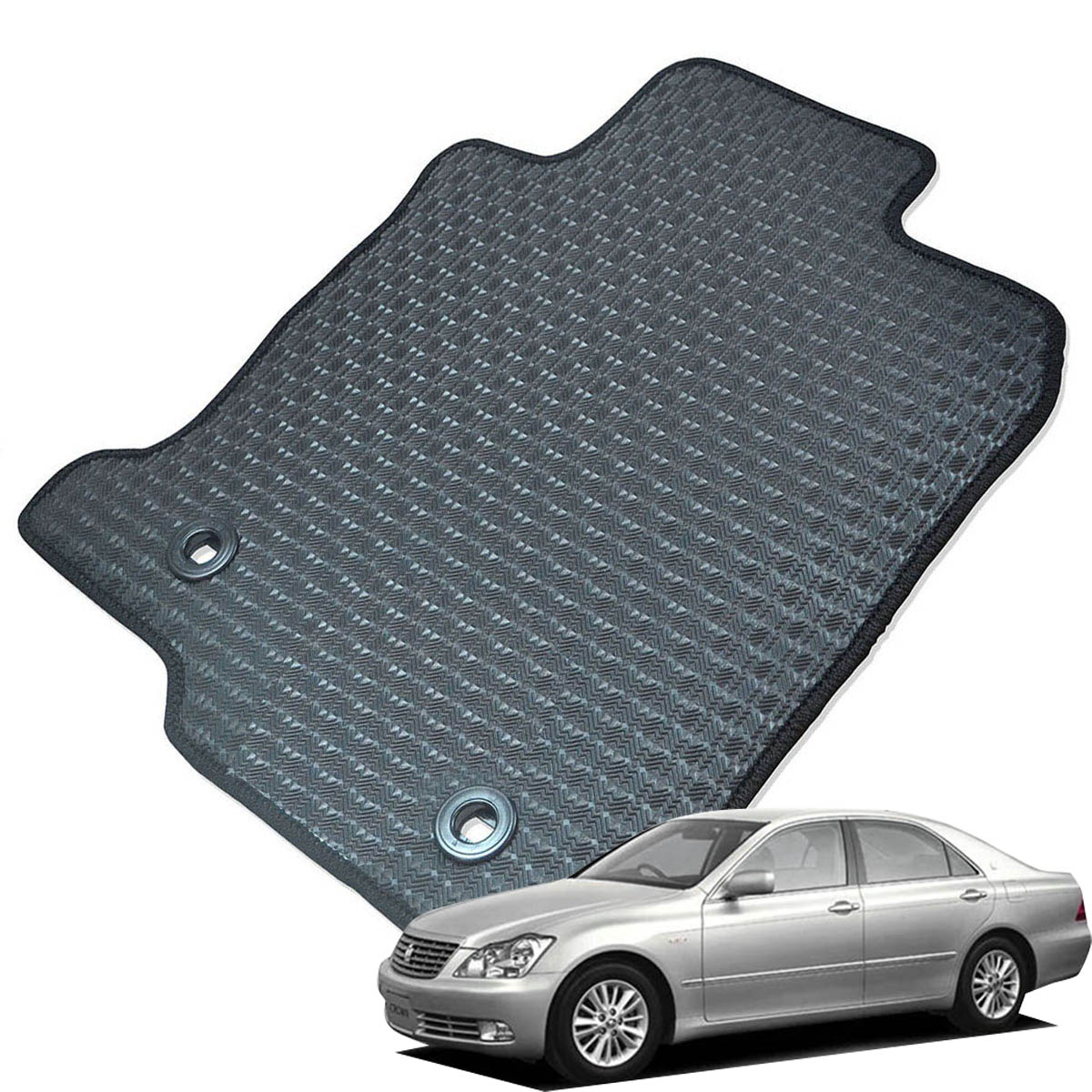 Kemmel トヨタ クラウン GRS180系 H15/12～H20/3 4WD 用ラバーマット [全席セット] [エッジカラー/ブラック] ゴムマット 防水タイプ 選べるエッジカラー14色 