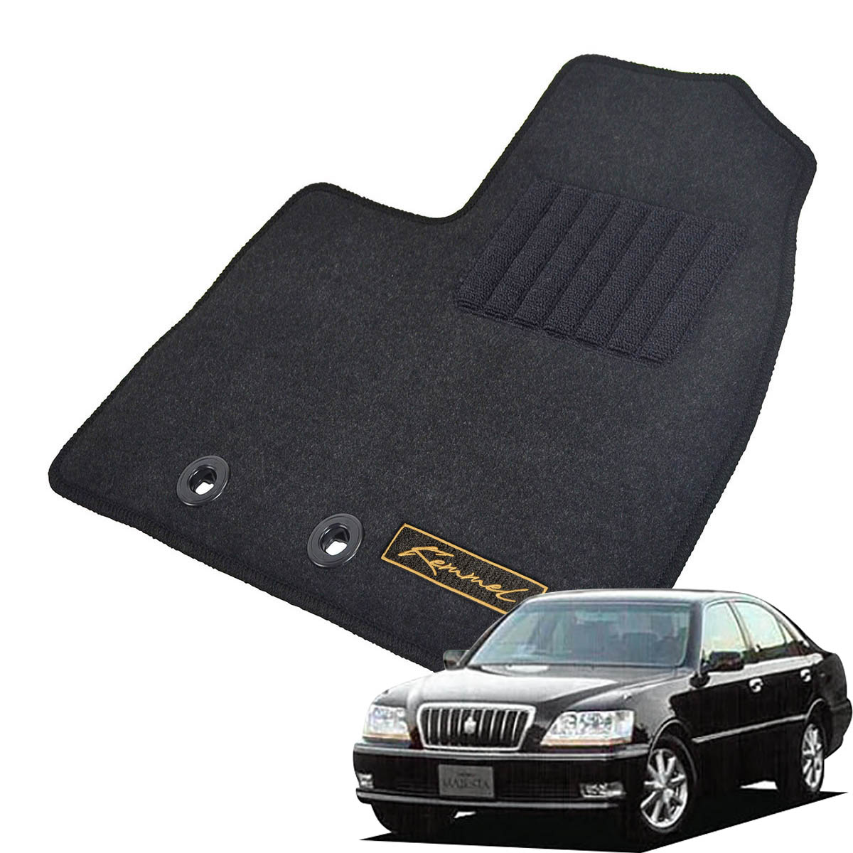 Kemmel トヨタ クラウンマジェスタ H11/9～H16/6用 フロアマット [GX生地/ブラック] [全席セット] [刺繍ロゴ付] カーマット
