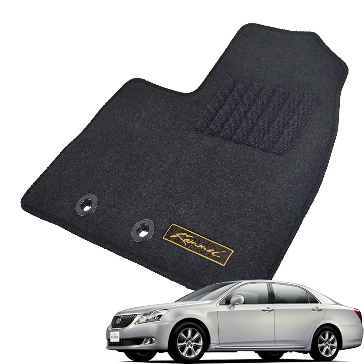 Kemmel トヨタ クラウンマジェスタ H21/3～H25/9用 フロアマット [GX生地/ブラック] [全席セット] [刺繍ロゴ付] カーマット