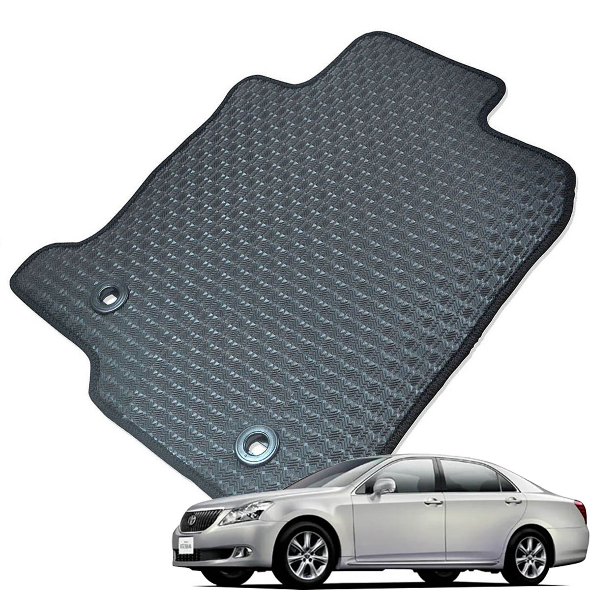 Kemmel トヨタ クラウンマジェスタ H21/3～H25/9用 フロアマット [エッジカラー/ブラック] [全席セット] [刺繍ロゴ付] カーマット