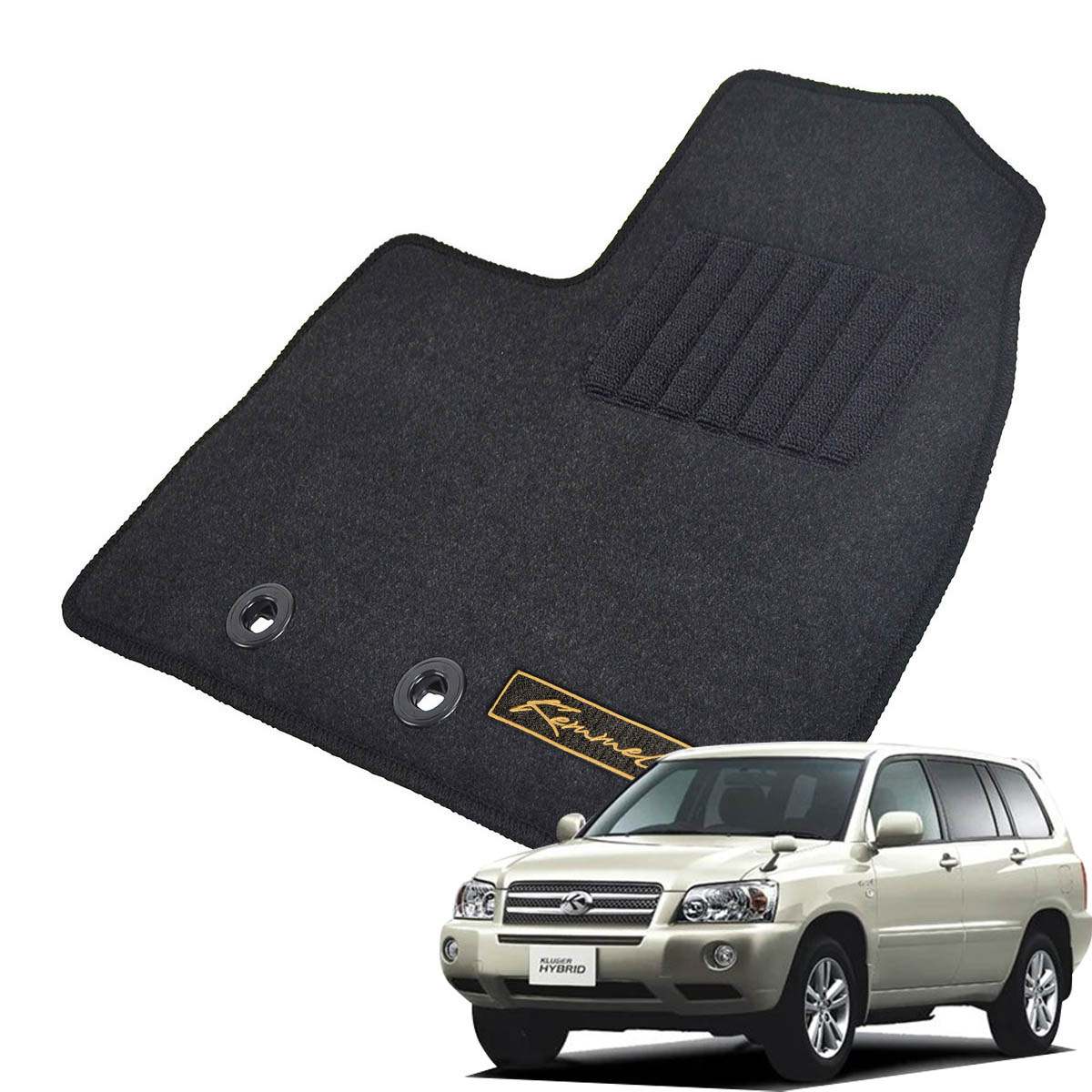 Kemmel トヨタ クルーガーハイブリッド MHU28W H15/8～H19/5 7人乗車 用フロアマット [全席セット/ロゴ付] [GX/ブラック]