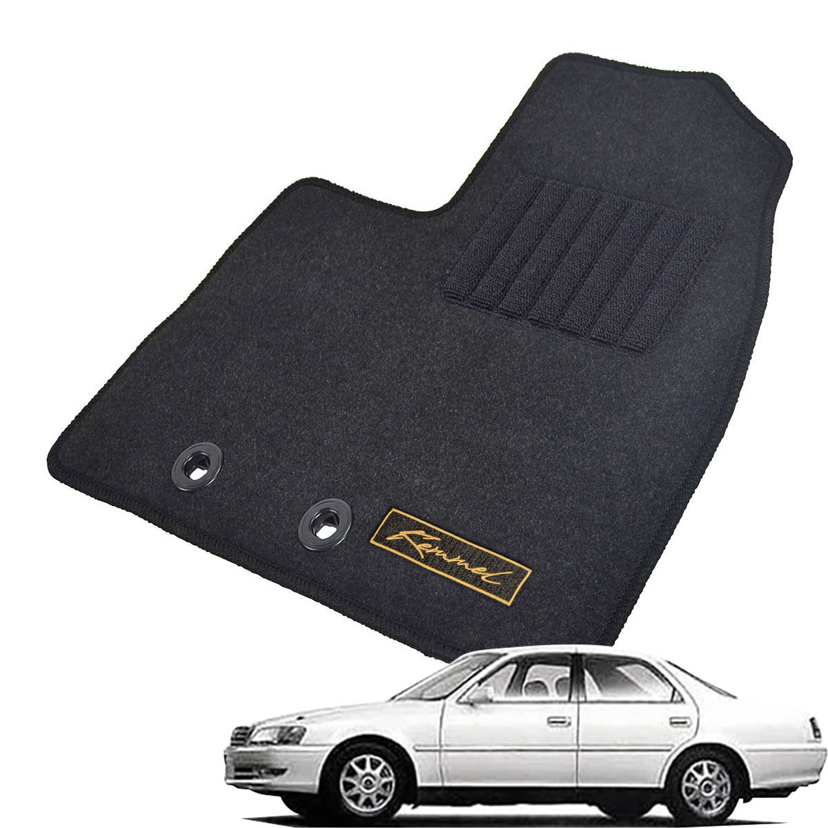 Kemmel トヨタ クレスタ JZX GX LX100 H8/9～H13/6 2WD AT車 用フロアマット [全席セット/ロゴ付] [GX/ブラック]