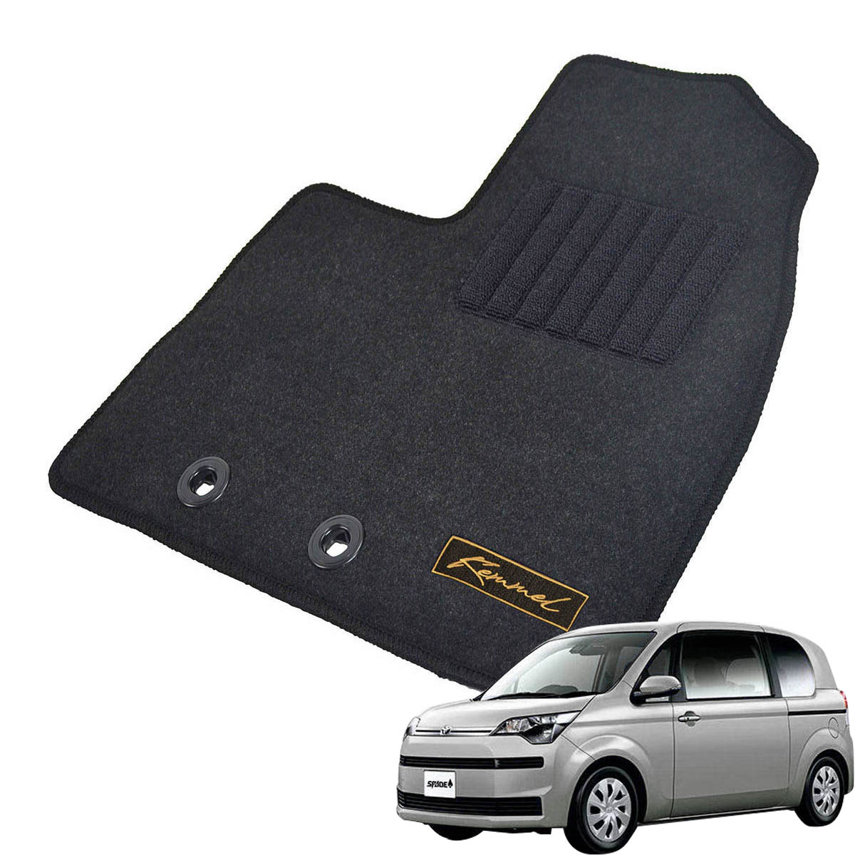 Kemmel トヨタ スペイド 140系 前期 H24/7～H27/7 4WD 寒冷地仕様 用フロアマット [全席セット/ロゴ付] [GX/ブラック]