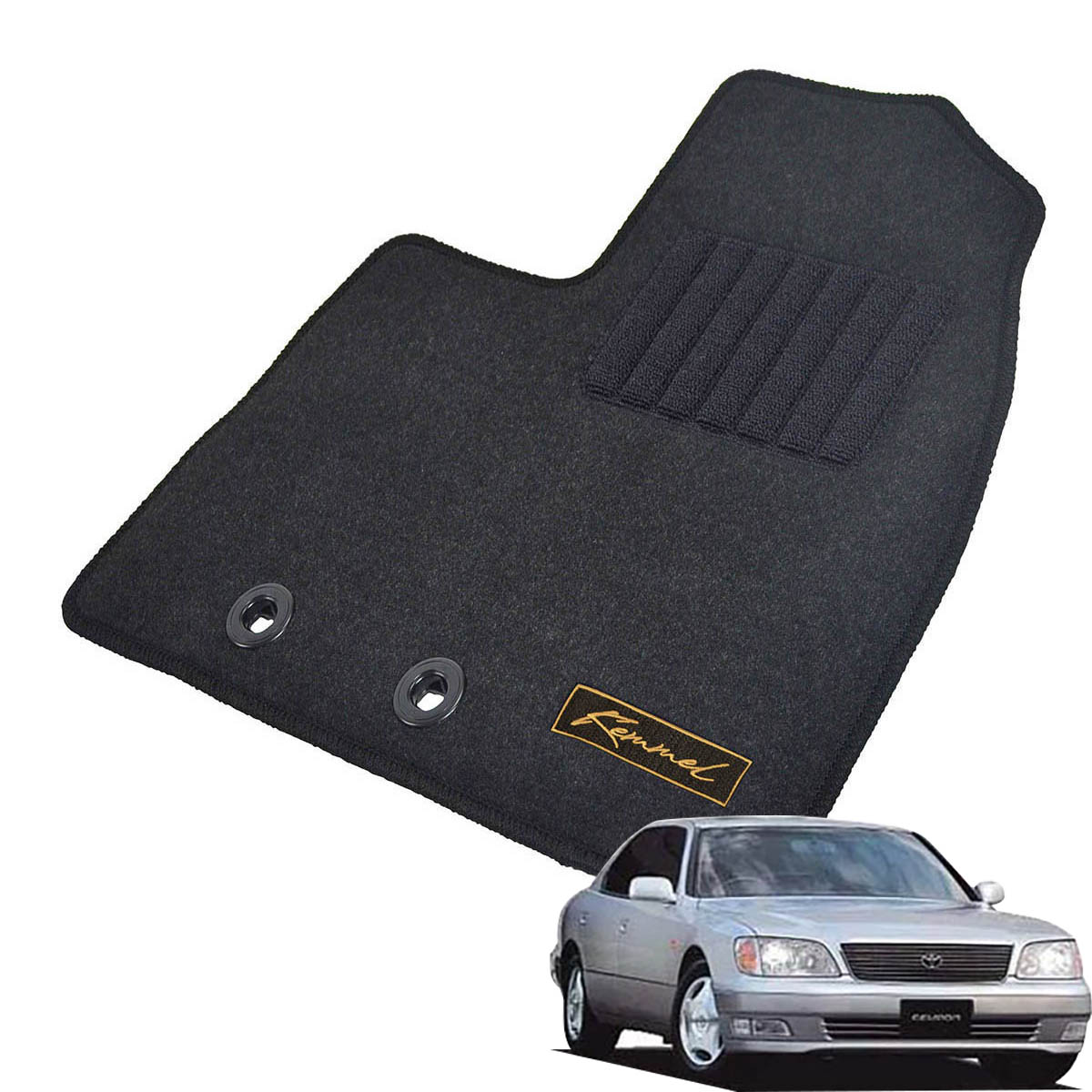 Kemmel トヨタ セルシオ 20系 H9/7～H12/8 2WD 用フロアマット [全席セット/ロゴ付] [GX/ブラック]