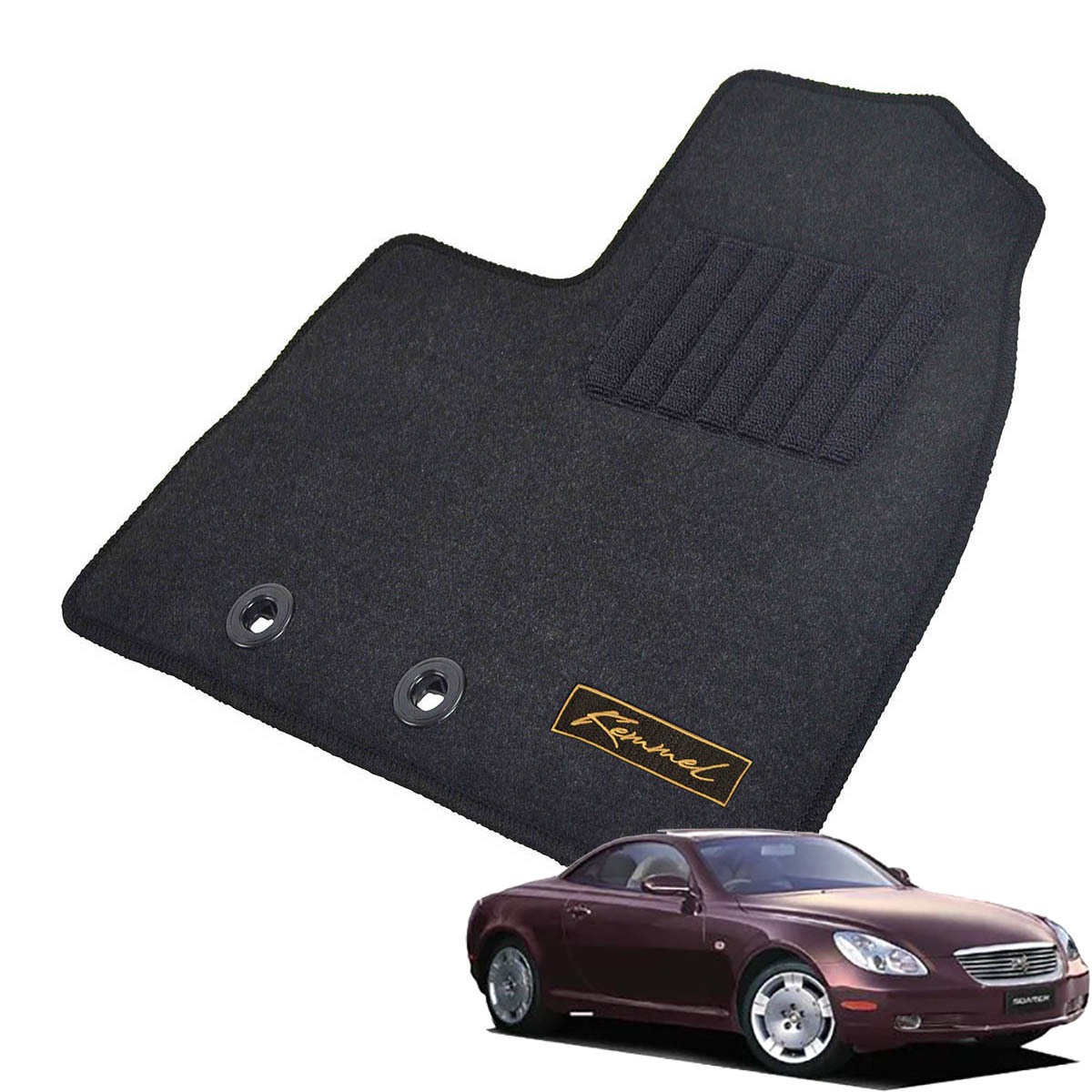 Kemmel トヨタ ソアラ 40系 H13/4～H17/6 2WD 用フロアマット [全席セット/ロゴ付] [GX/ブラック]