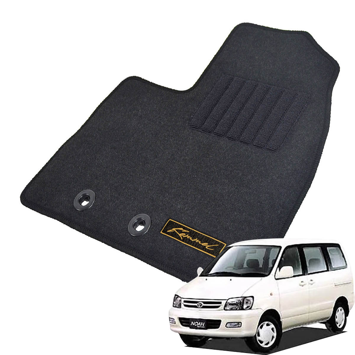 Kemmel トヨタ タウンエースノア ロードツアラー・スーパーエクストラ H10/12～H13/10用 フロアマット [GX生地/ブラック] [全席セット] [刺繍ロゴ付] カーマット