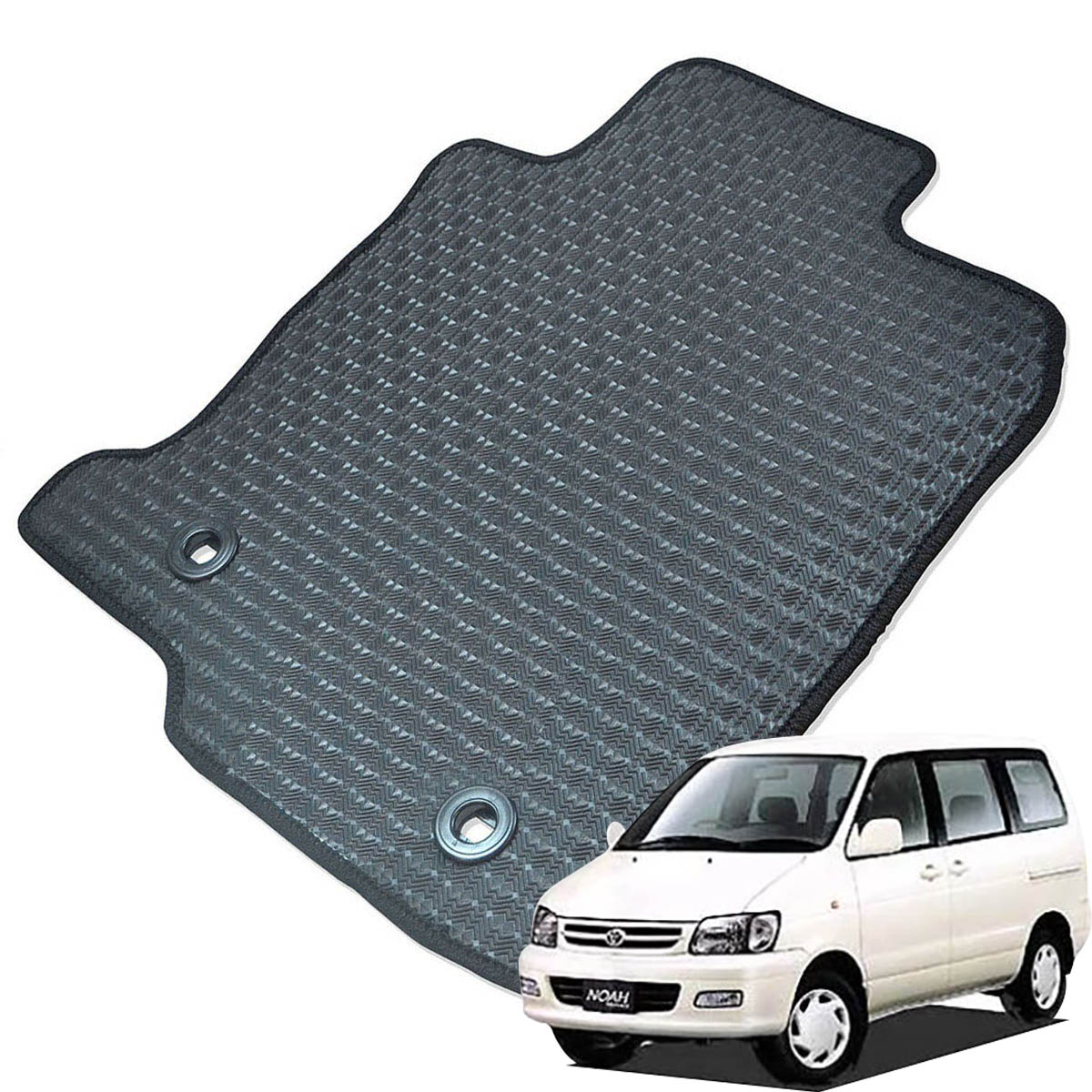Kemmel トヨタ タウンエースノア ロードツアラー・スーパーエクストラ H10/12～H13/10用 フロアマット [エッジカラー/ブラック] [全席セット] [刺繍ロゴ付] カーマット