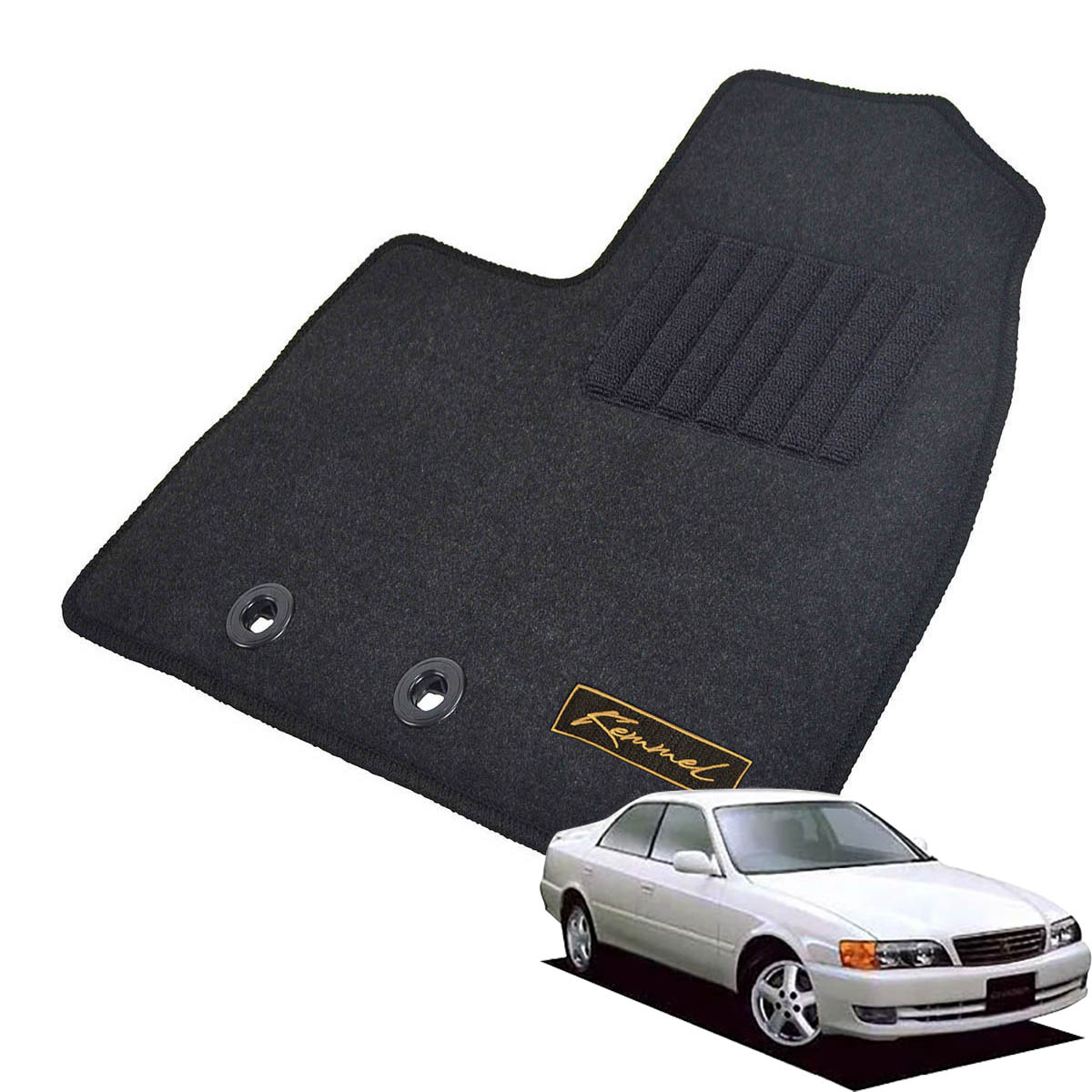 Kemmel トヨタ チェイサー JZX GX LX100 H8/9～H10/8 2WD AT車 用フロアマット [全席セット/ロゴ付] [GX/ブラック]