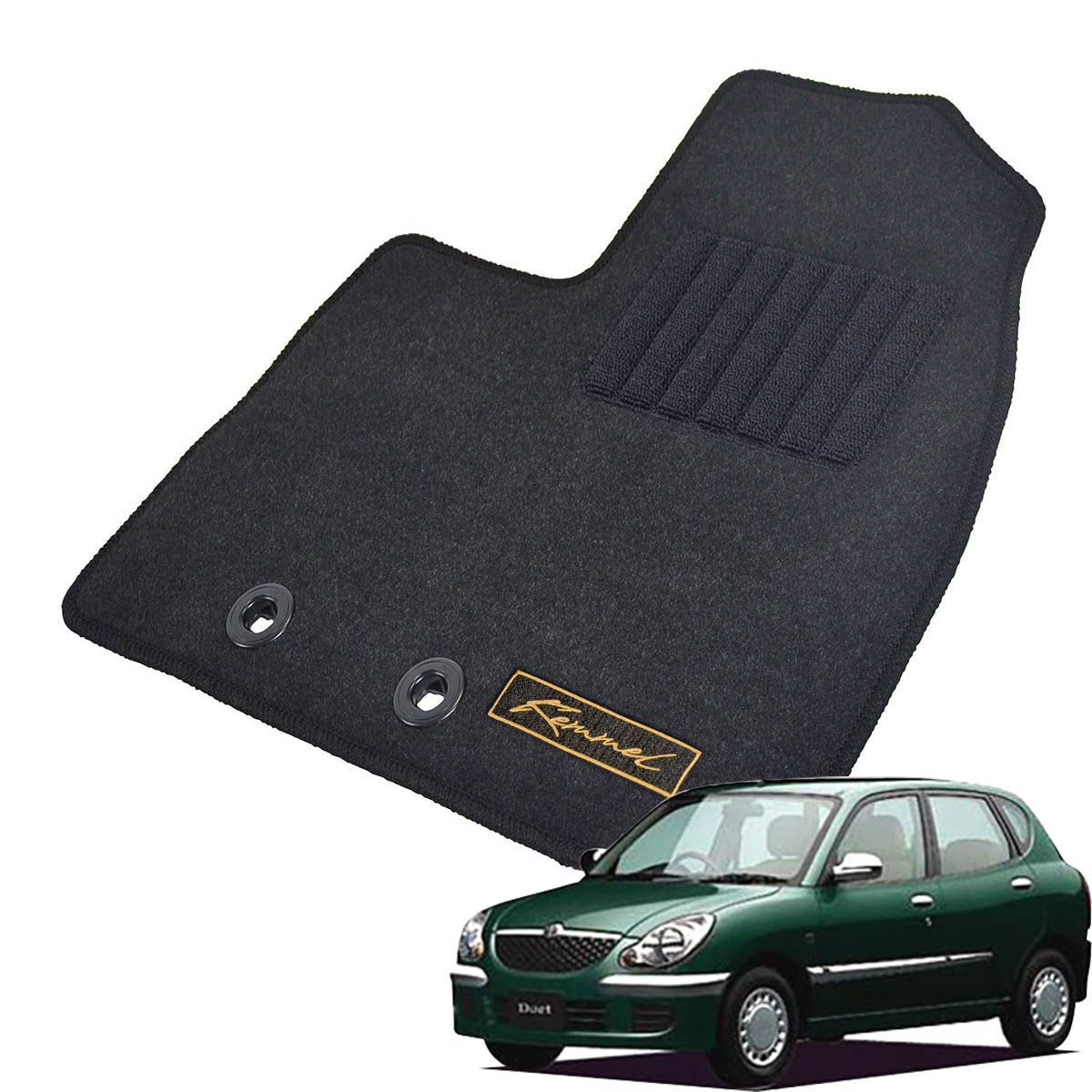 Kemmel トヨタ デュエット H10/9～H16/6用 フロアマット [GX生地/ブラック] [全席セット] [刺繍ロゴ付] カーマット