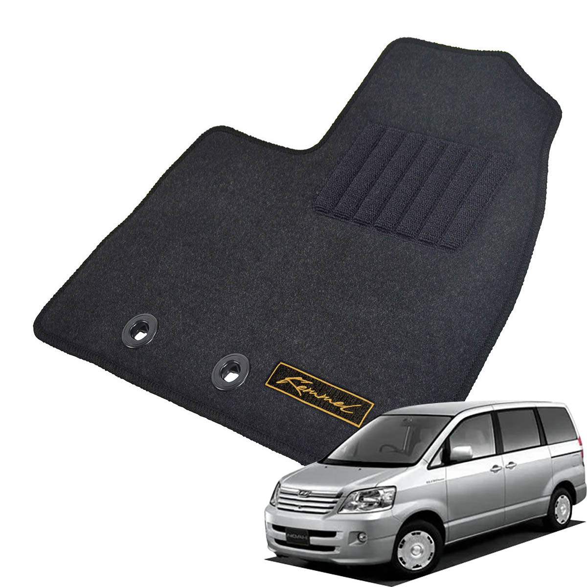 Kemmel トヨタ ノア 60系 後期 H16/8～H19/8 8人乗車 二列目タンブルシート リアヒーター有 用フロアマット [全席セット/ロゴ付] [GX/ブラック]