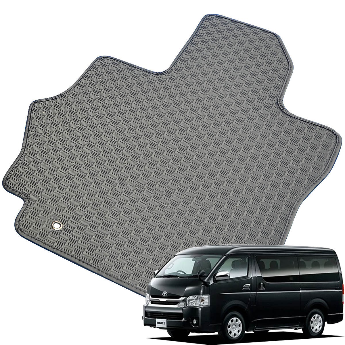 Kemmel トヨタ ハイエースワゴン H16/8～用 フロアマット [縁の加工/テープ仕様] [全席セット] [刺繍ロゴ付] カーマット