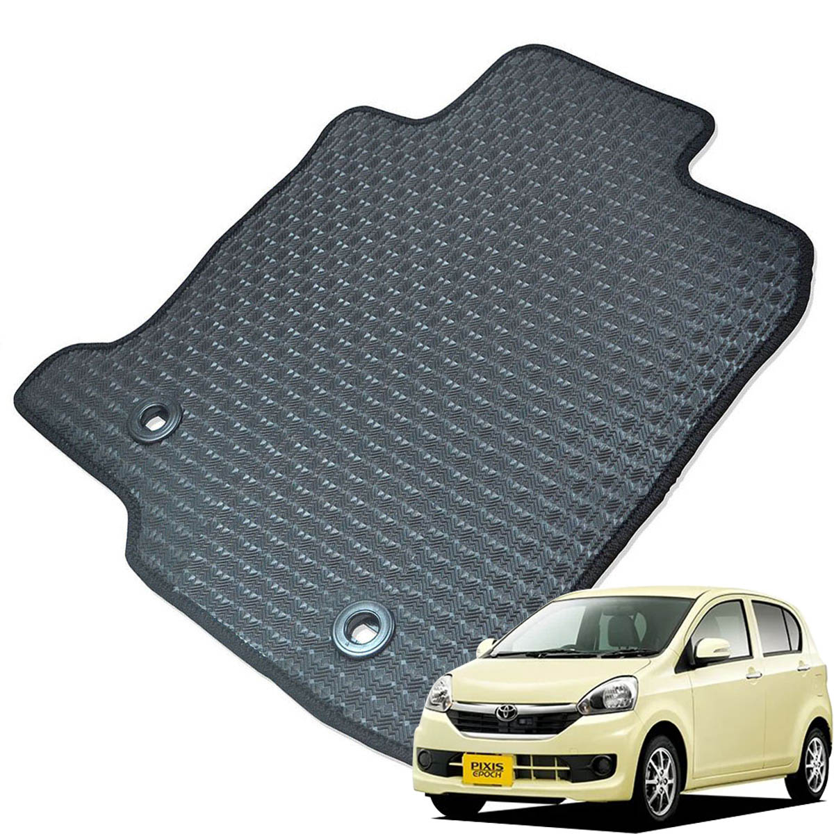 Kemmel トヨタ ピクシスエポック LA300A H24/5～H29/5 2WD リアヒーター無 用ラバーマット [全席セット] [エッジカラー/ブラック] ゴムマット 防水タイプ 選べるエッジカラー14色 