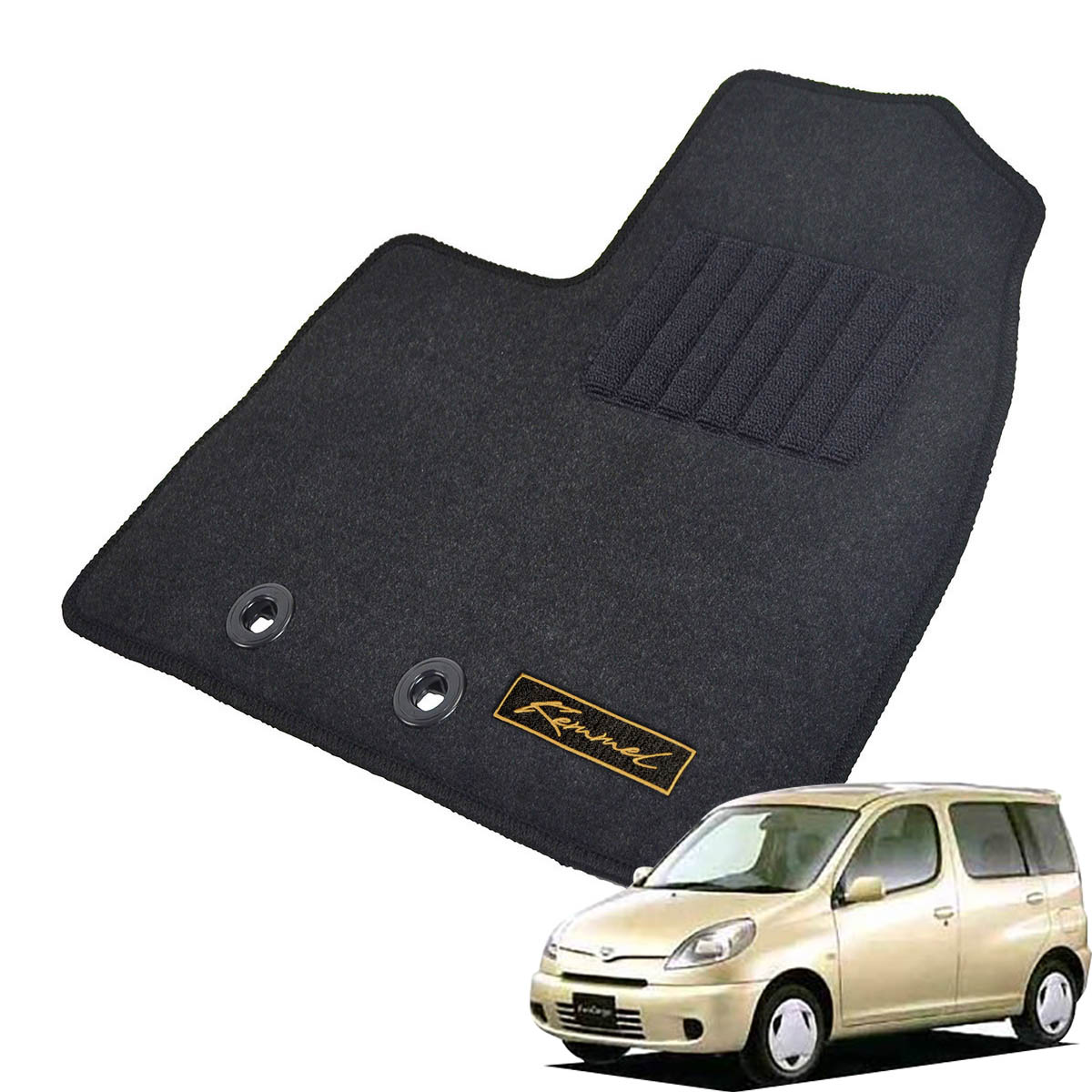 Kemmel トヨタ ファンカーゴ NPC20系 前期 H11/8～H14/8 用フロアマット [全席セット/ロゴ付] [GX/ブラック]