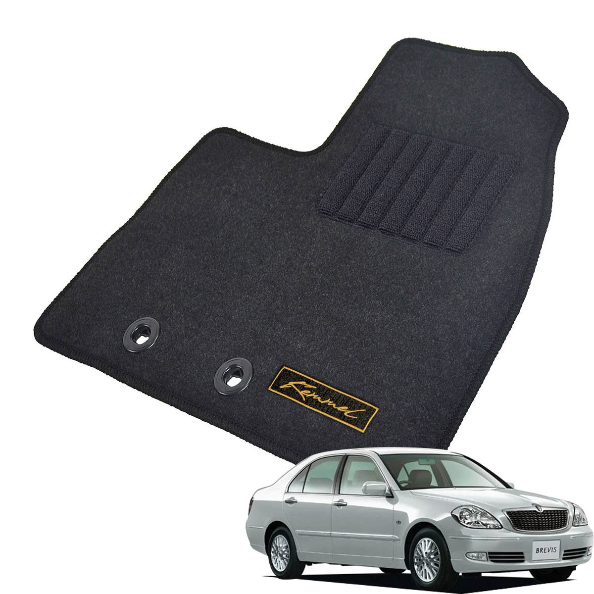 Kemmel トヨタ ブレビス JCG15 H13/6～H19/5 4WD 用フロアマット [全席セット/ロゴ付] [GX/ブラック]