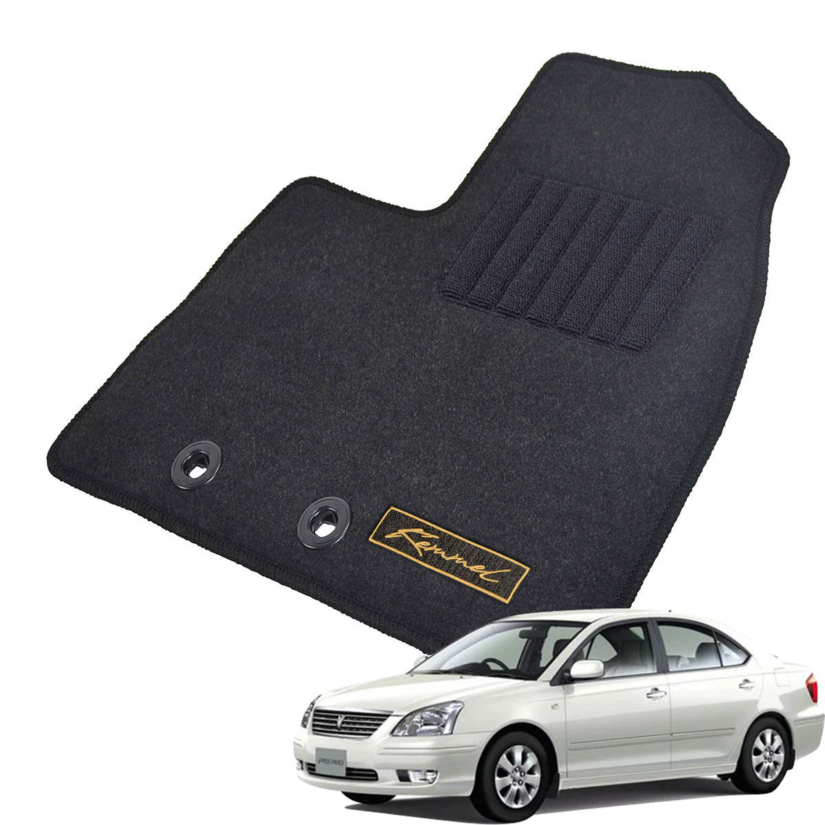 Kemmel トヨタ プレミオ H13/12～H19/6用 フロアマット [GX生地/ブラック] [全席セット] [刺繍ロゴ付] カーマット