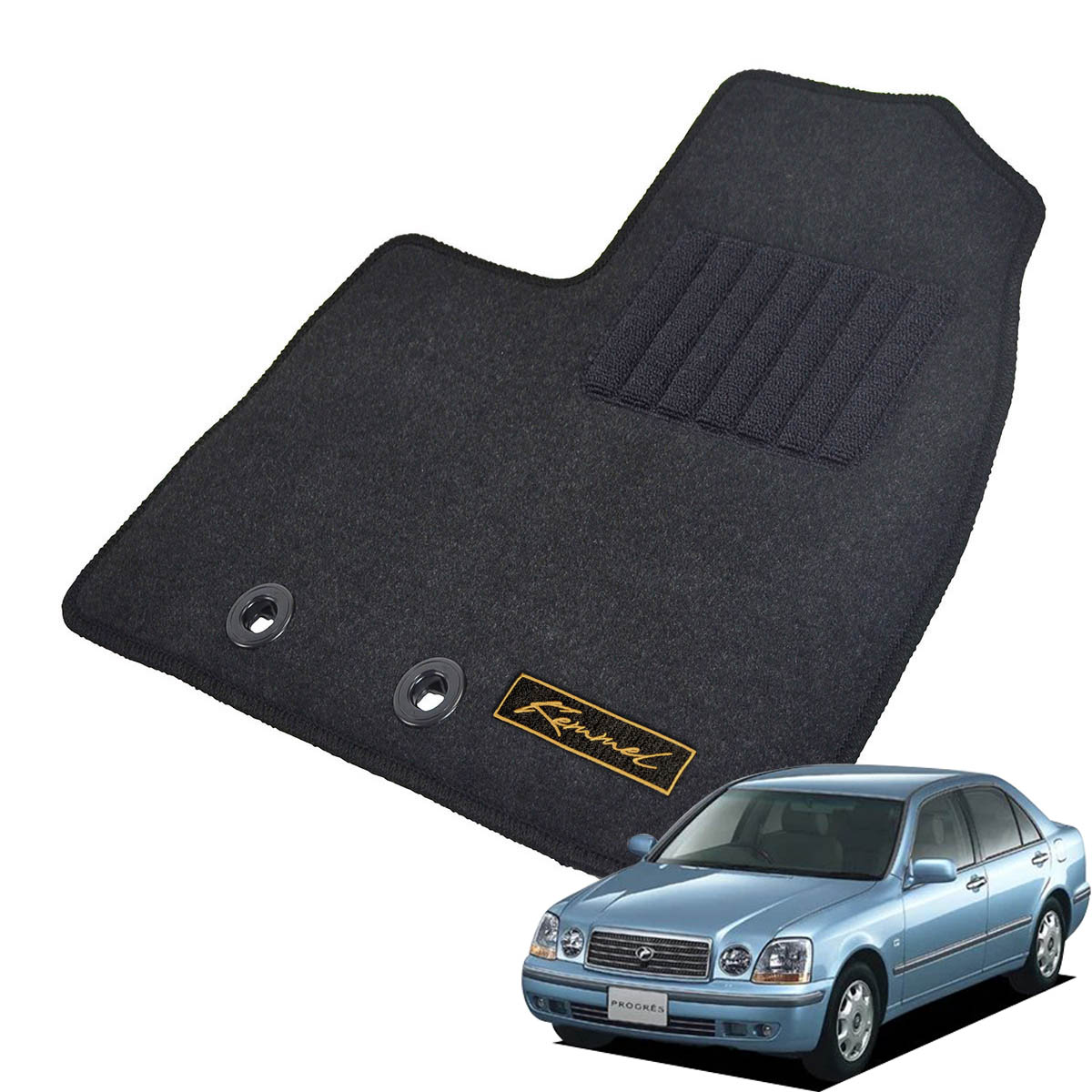 Kemmel トヨタ プログレ JCG10 JCG11 H10/5～H19/5 2WD 用フロアマット [全席セット/ロゴ付] [GX/ブラック]