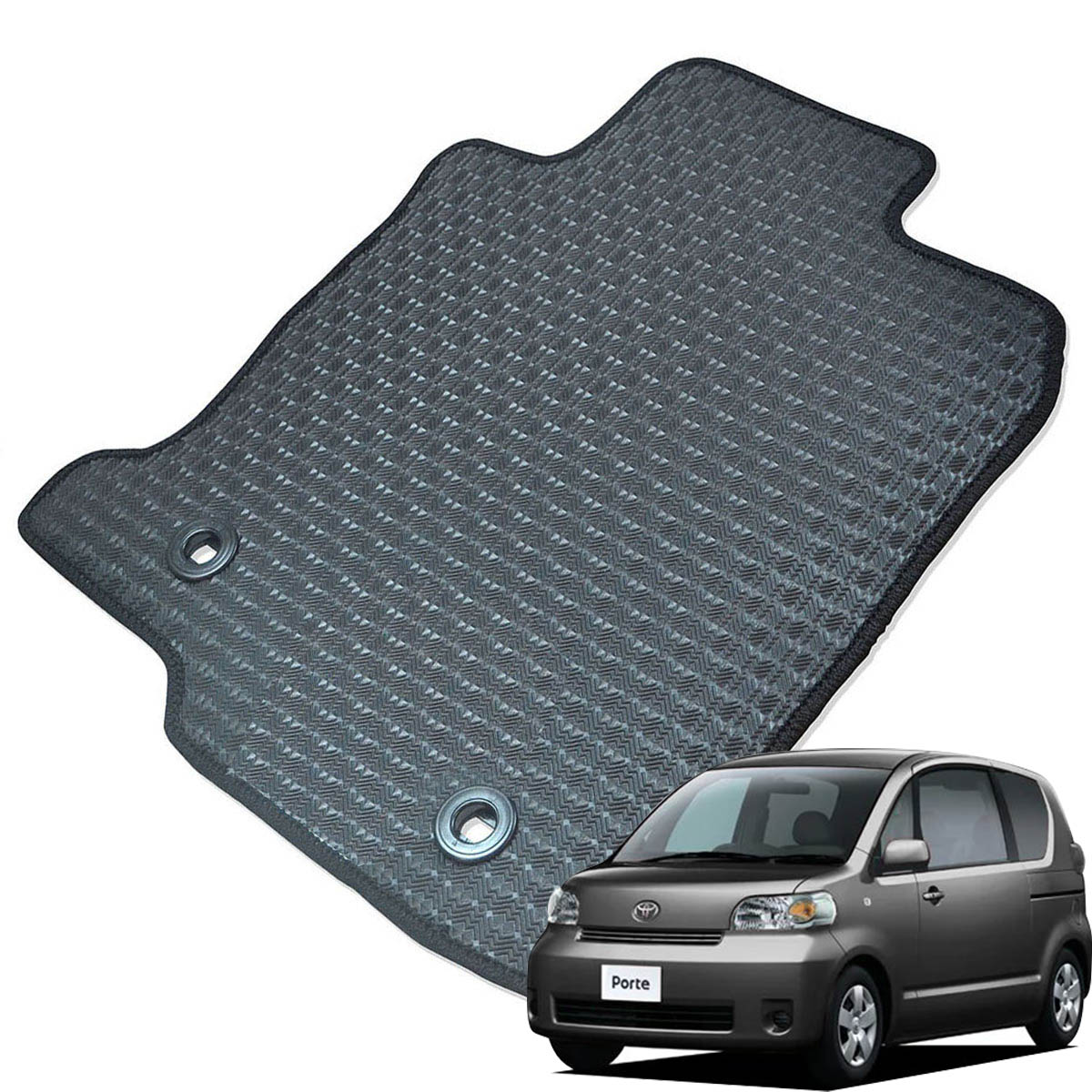 Kemmel トヨタ ポルテ NNP1# H16/7～H24/7 2WD リアヒーター有 用ラバーマット [全席セット] [エッジカラー/ブラック] ゴムマット 防水タイプ 選べるエッジカラー14色 
