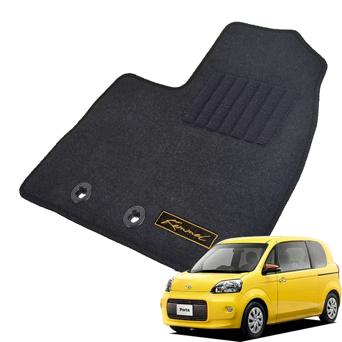 Kemmel トヨタ ポルテ 前期 H24/7～H27/7 4WD 標準仕様 用フロアマット [全席セット/ロゴ付] [GX/ブラック]