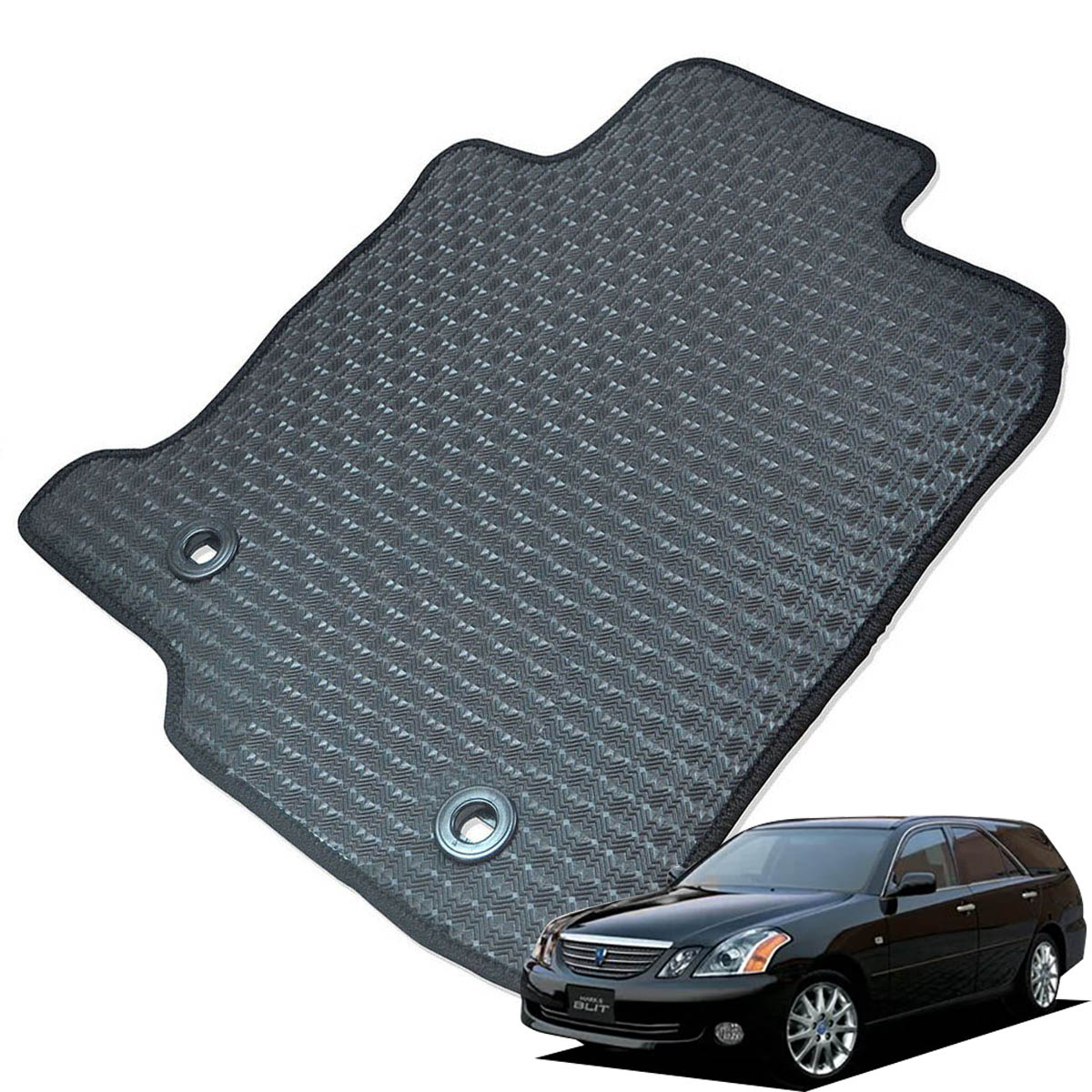 Kemmel トヨタ マークIIブリット 115系 H14/1～H19/5 4WD オルガン式アクセルペダル車用 用ラバーマット [全席セット] [エッジカラー/ブラック] ゴムマット 防水タイプ 選べるエッジカラー14色 