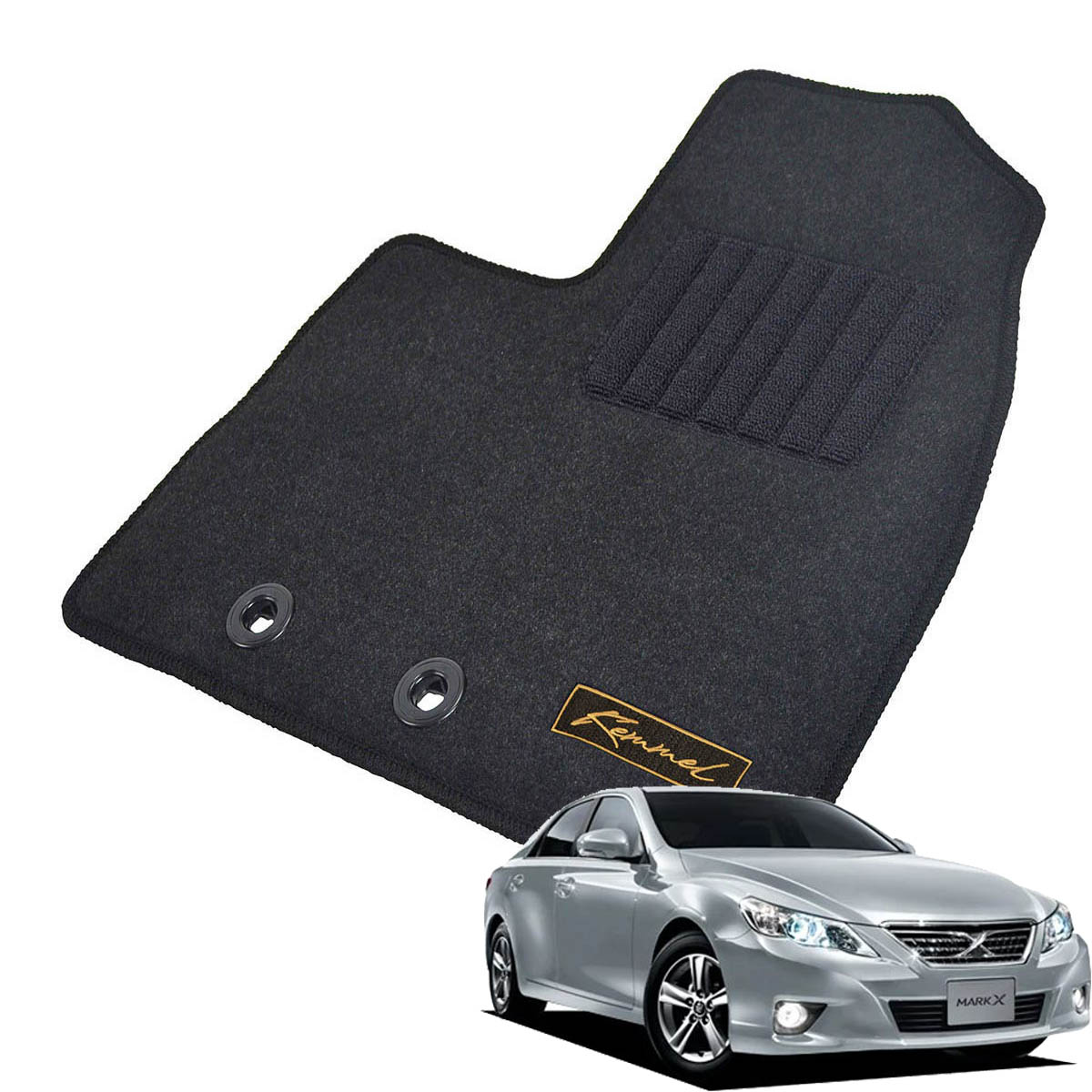 Kemmel トヨタ マークX H21/10～H24/8用 フロアマット [GX生地/ブラック] [全席セット] [刺繍ロゴ付] カーマット
