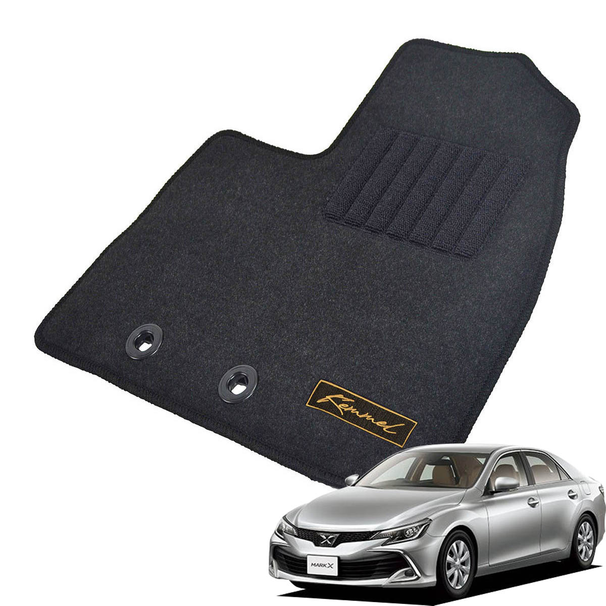 Kemmel トヨタ マークX H24/8～H31/12用 フロアマット [GX生地/ブラック] [全席セット] [刺繍ロゴ付] カーマット