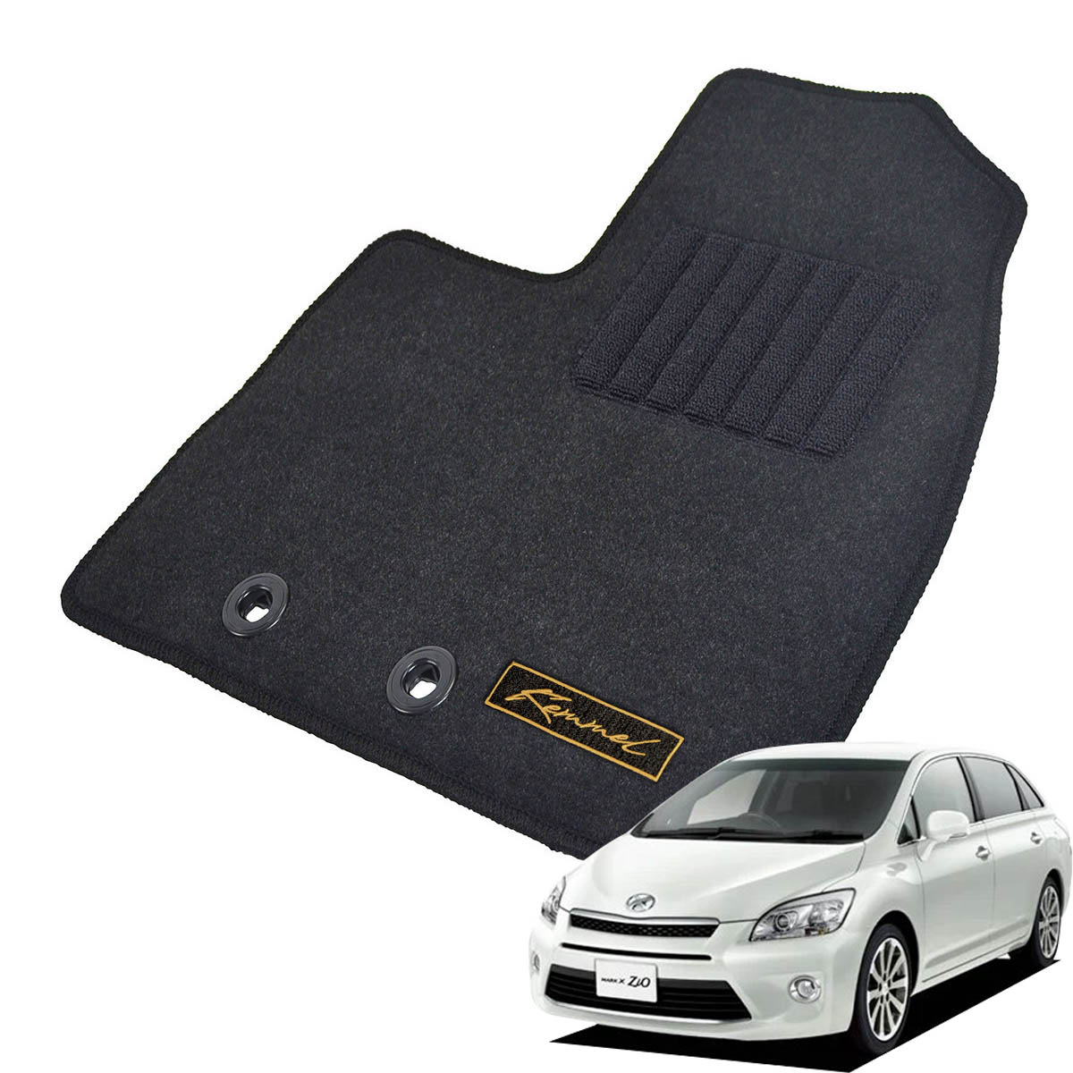 Kemmel トヨタ マークXジオ 後期 H23/2～H25/11 7人乗車 4WD 用フロアマット [全席セット/ロゴ付] [GX/ブラック]