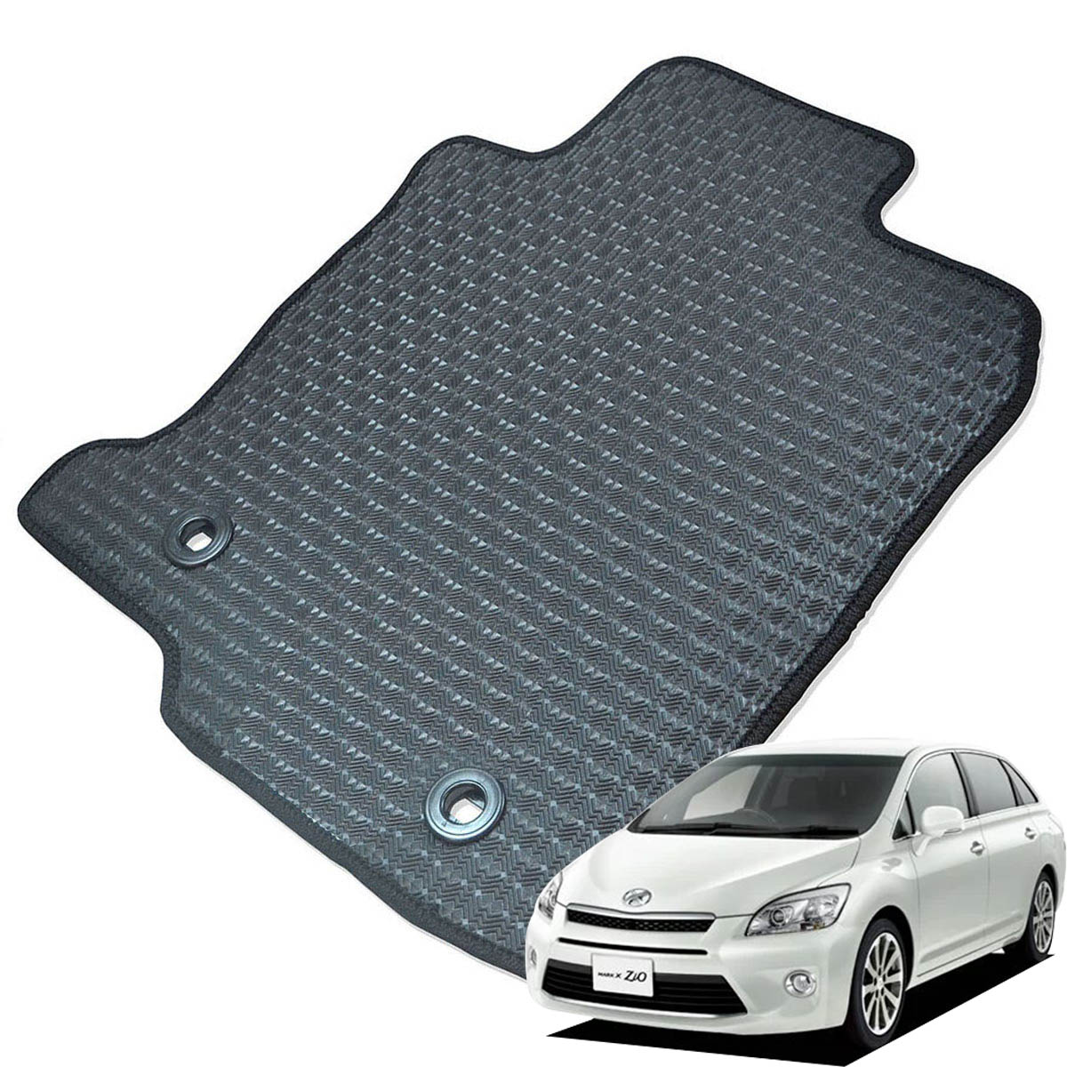 Kemmel トヨタ マークXジオ 後期 H23/2～H25/11 6人乗車 2WD 3.5L専用 用ラバーマット [全席セット] [エッジカラー/ブラック] ゴムマット 防水タイプ 選べるエッジカラー14色 