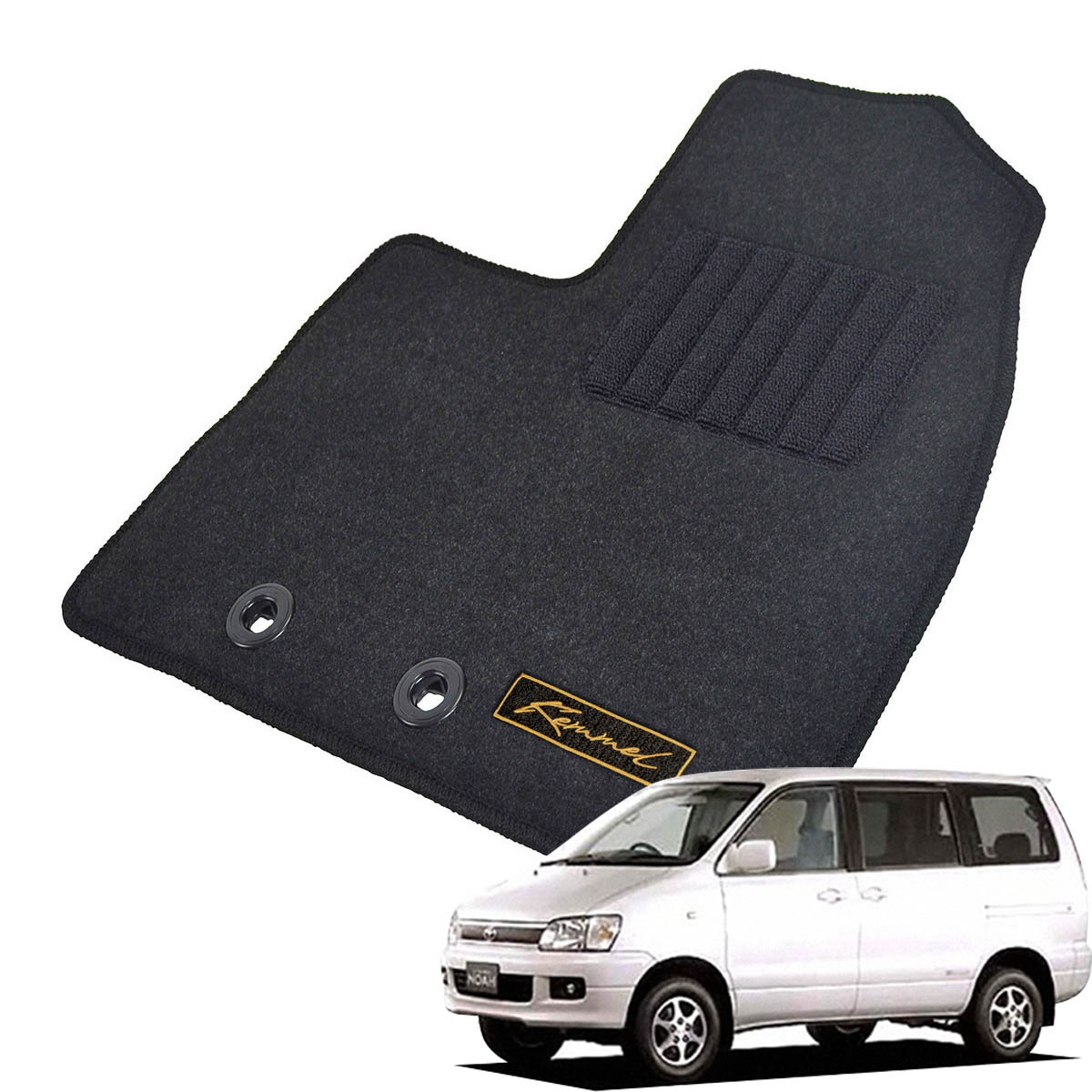 Kemmel トヨタ ライトエースノア 40系 50系 H8/10～H13/10 8人乗車 フィールドツアラー 用フロアマット [全席セット/ロゴ付] [GX/ブラック]