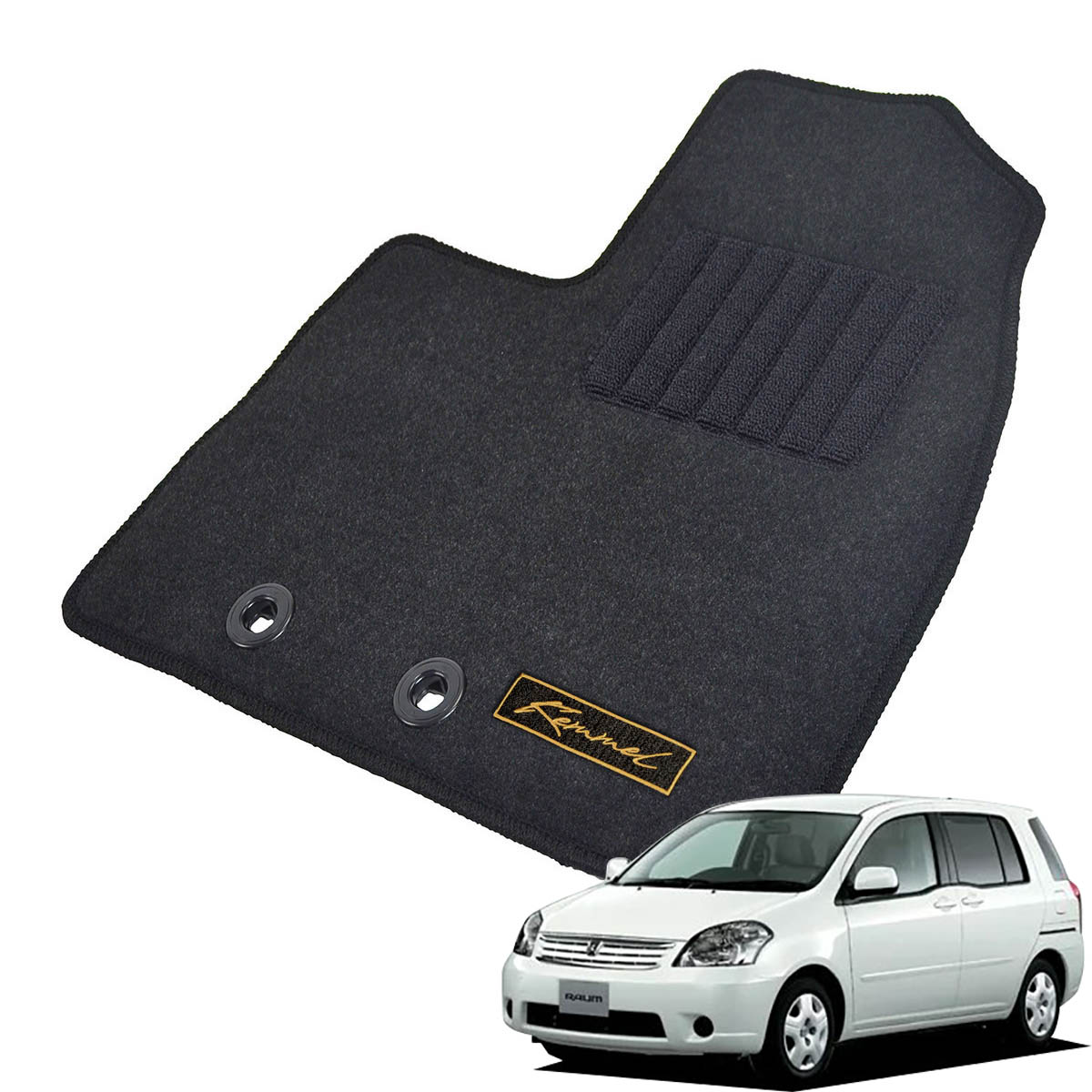 Kemmel トヨタ ラウム H15/6～H23/10用 フロアマット [GX生地/ブラック] [全席セット] [刺繍ロゴ付] カーマット