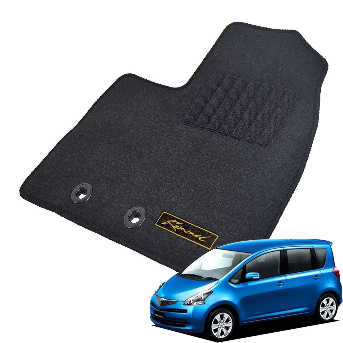 Kemmel トヨタ ラクティス H17/10～H22/11用 フロアマット [GX生地/ブラック] [全席セット] [刺繍ロゴ付] カーマット