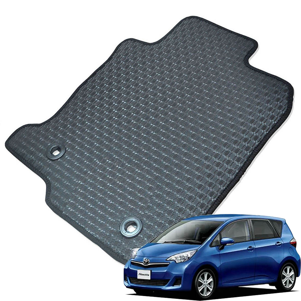 Kemmel トヨタ ラクティス 後期 H22/11～H28/9 2WD 用ラバーマット [全席セット] [エッジカラー/ブラック] ゴムマット 防水タイプ 選べるエッジカラー14色 
