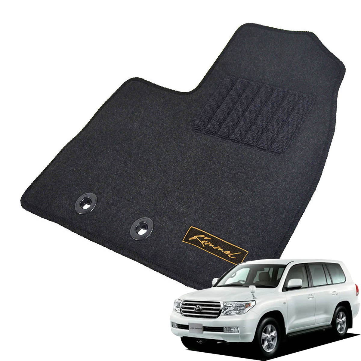Kemmel トヨタ ランドクルーザー H19/9～H24/1用 フロアマット [GX生地/ブラック] [全席セット] [刺繍ロゴ付] カーマット