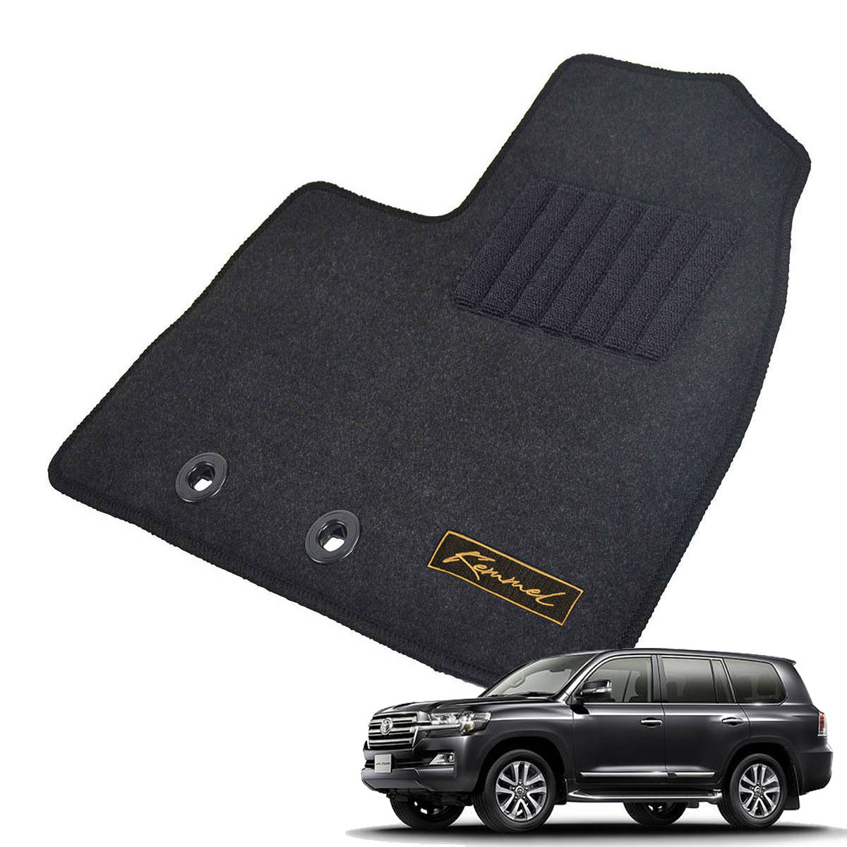 Kemmel トヨタ ランドクルーザー H24/1～R3/8用 フロアマット [GX生地/ブラック] [全席セット] [刺繍ロゴ付] カーマット