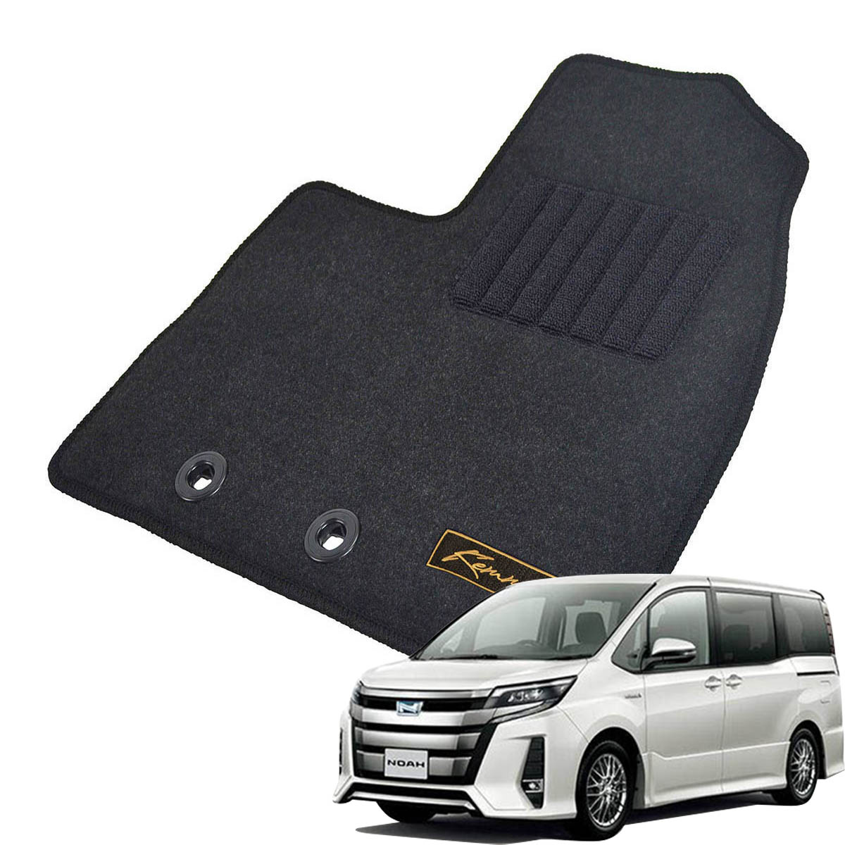 Kemmel トヨタ ノア H26/1～H29/7用 フロアマット [GX生地/ブラック] [全席セット] [刺繍ロゴ付] カーマット