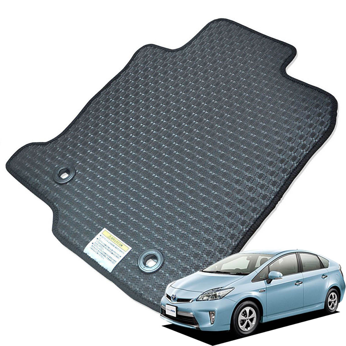 Kemmel トヨタ プリウスPHV 35系 H24/1～H28/5 充電リッドオープナー付車 用ラバーマット [全席セット] [エッジカラー/ブラック] ゴムマット 防水タイプ 選べるエッジカラー14色 