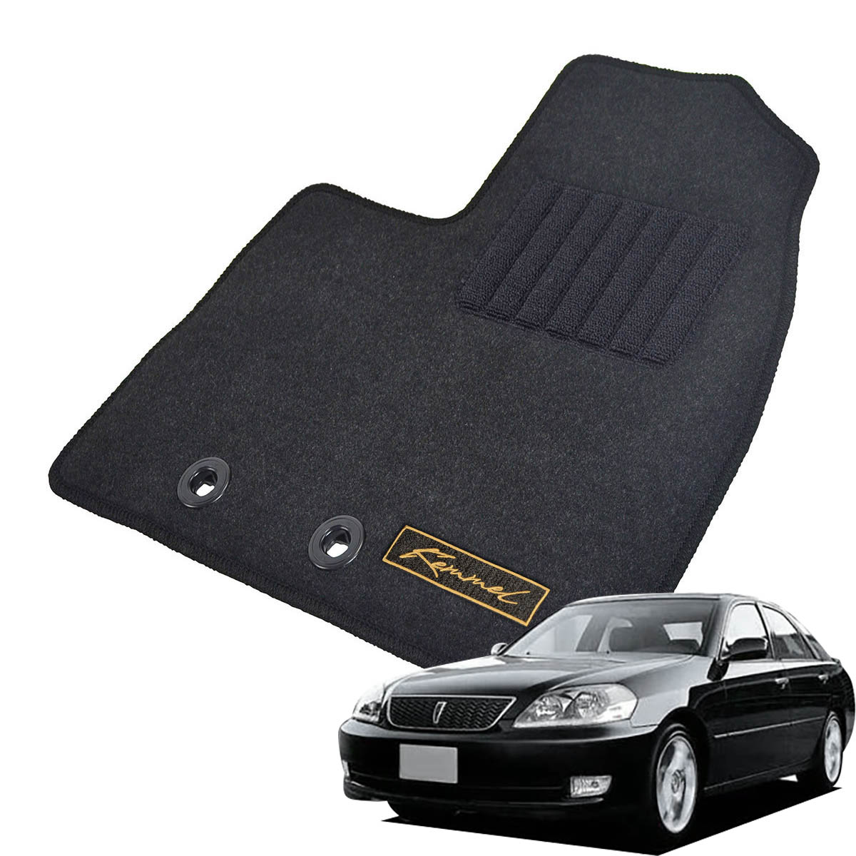 Kemmel トヨタ マークII 110系 H12/10～H16/11 4WD AT車 用フロアマット [全席セット/ロゴ付] [GX/ブラック]