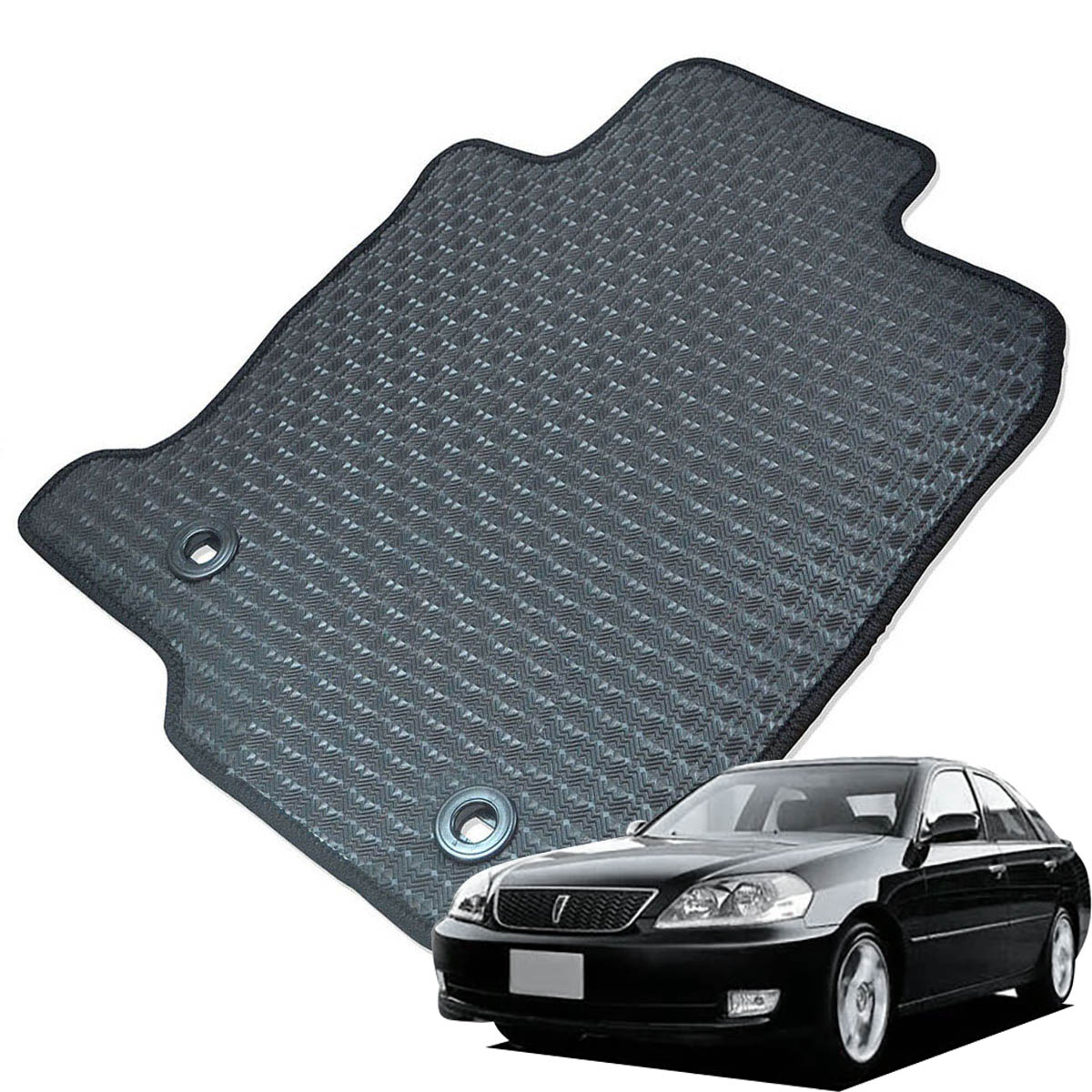 Kemmel トヨタ マークII 110系 H12/10～H16/11 4WD AT車(オートマ) 用ラバーマット [全席セット] [エッジカラー/ブラック] ゴムマット 防水タイプ 選べるエッジカラー14色 
