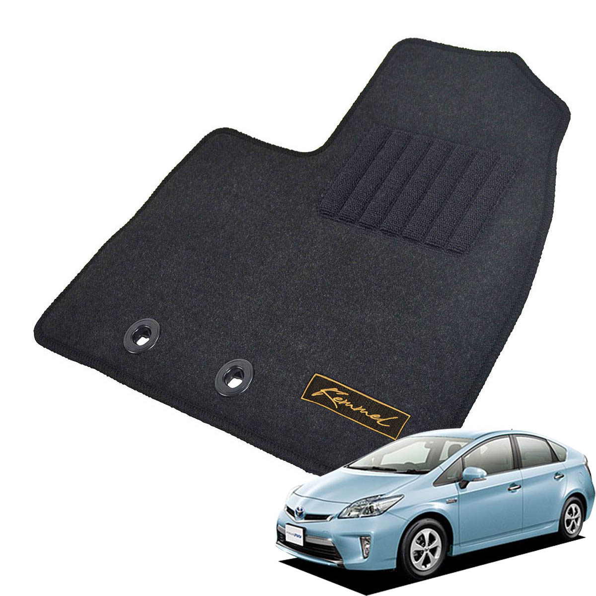 Kemmel トヨタ プリウスPHV H24/1～H28/5用 フロアマット [GX生地/ブラック] [全席セット] [刺繍ロゴ付] カーマット