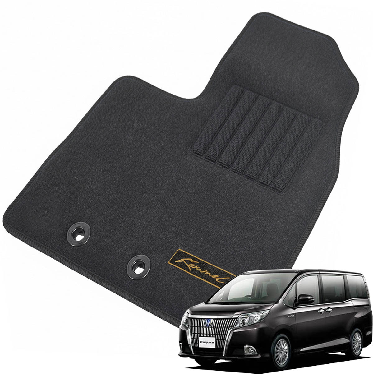 Kemmel トヨタ エスクァイアハイブリッド 80系 前期H26/10～H29/7 用フロアマット [全席セット/刺繍ロゴ付き] [縁糸カラー/ブラック] カーマット お好みの縁糸カラーが選べる!