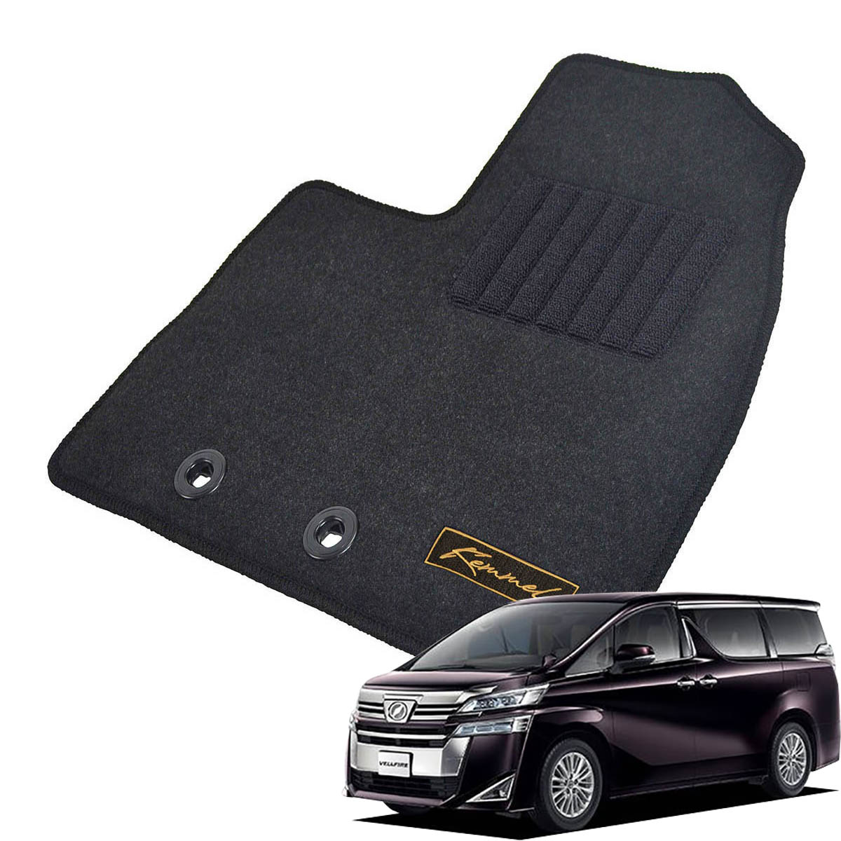 Kemmel トヨタ ヴェルファイア H27/2～H30/1用 フロアマット [GX生地/ブラック] [全席セット] [刺繍ロゴ付] カーマット