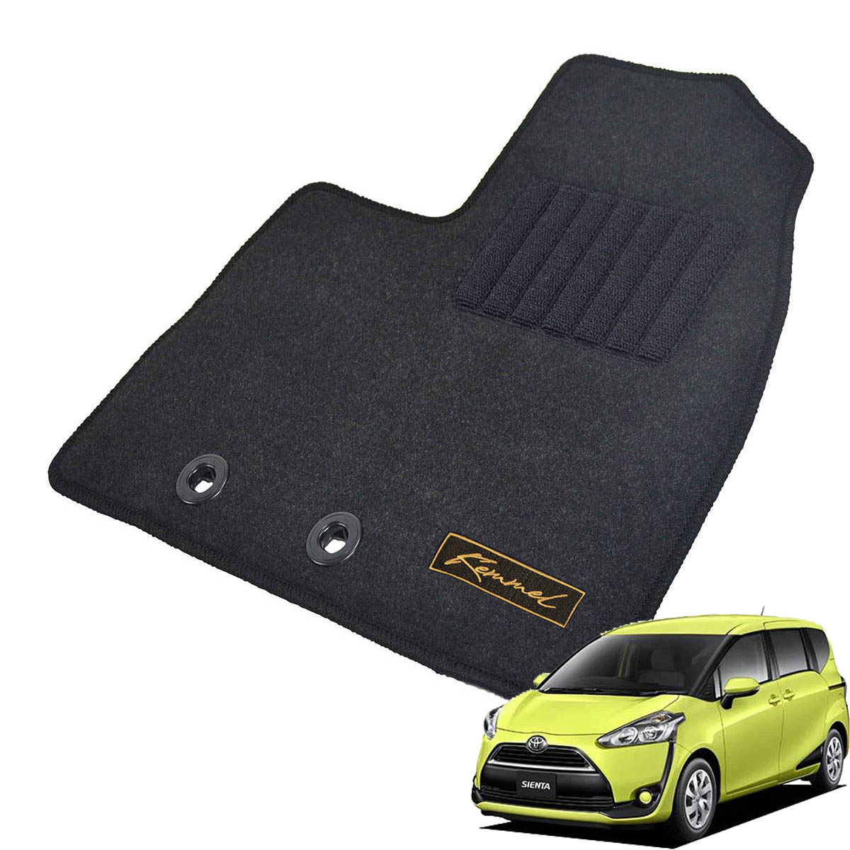 Kemmel トヨタ シエンタ 170系 H27/7～R4/8 7人乗車 2WD 標準仕様 用フロアマット [全席セット/ロゴ付] [GX/ブラック]