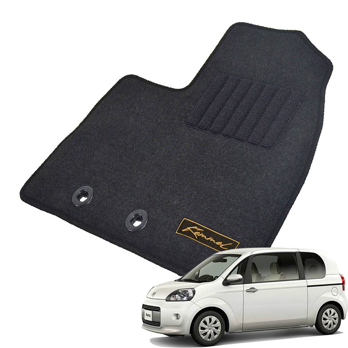 Kemmel トヨタ ポルテ 後期 H27/7～R2/12 4WD 標準仕様 用フロアマット [全席セット/ロゴ付] [GX/ブラック]