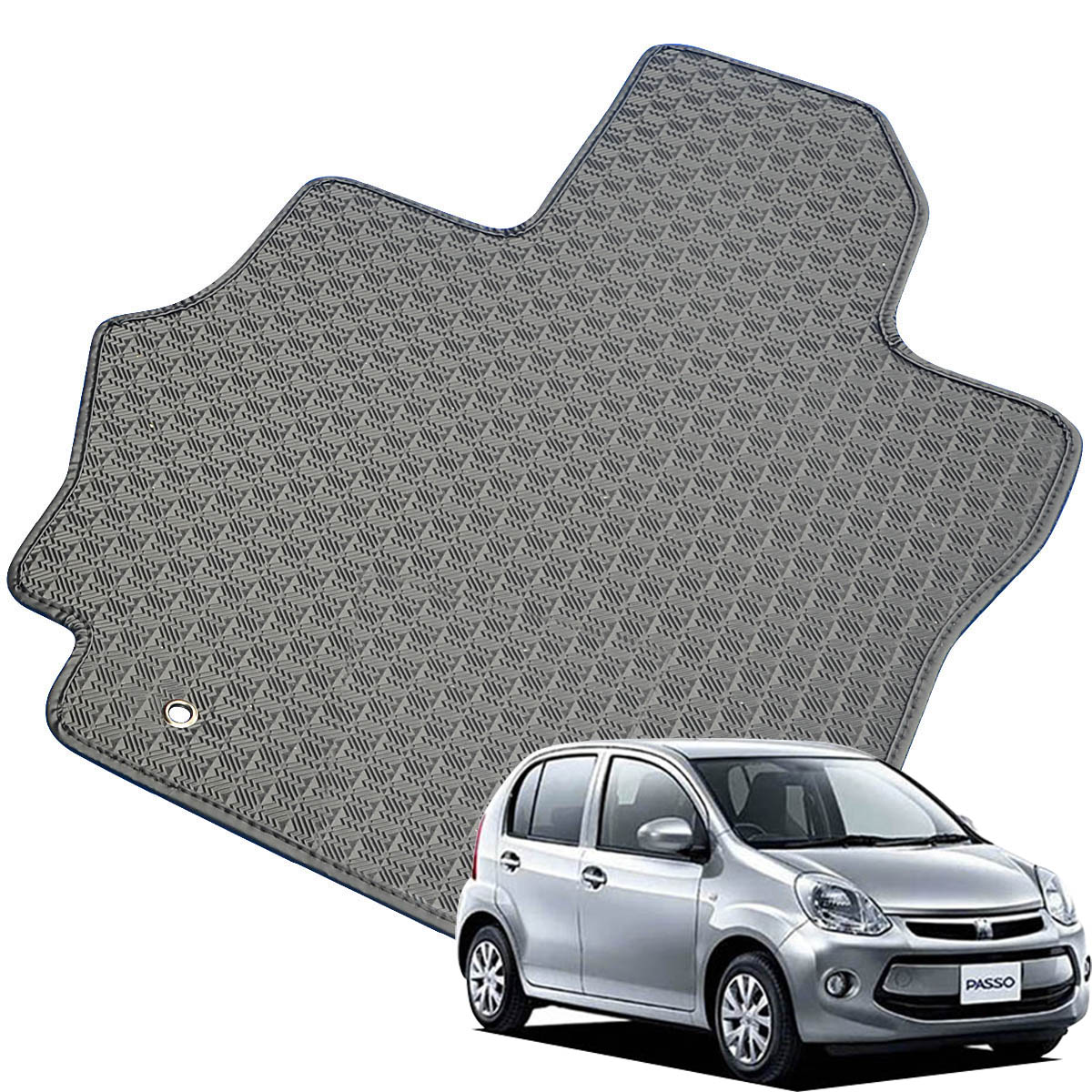 Kemmel トヨタ パッソ H24/6～H28/4用 フロアマット [縁の加工/テープ仕様] [全席セット] [刺繍ロゴ付] カーマット